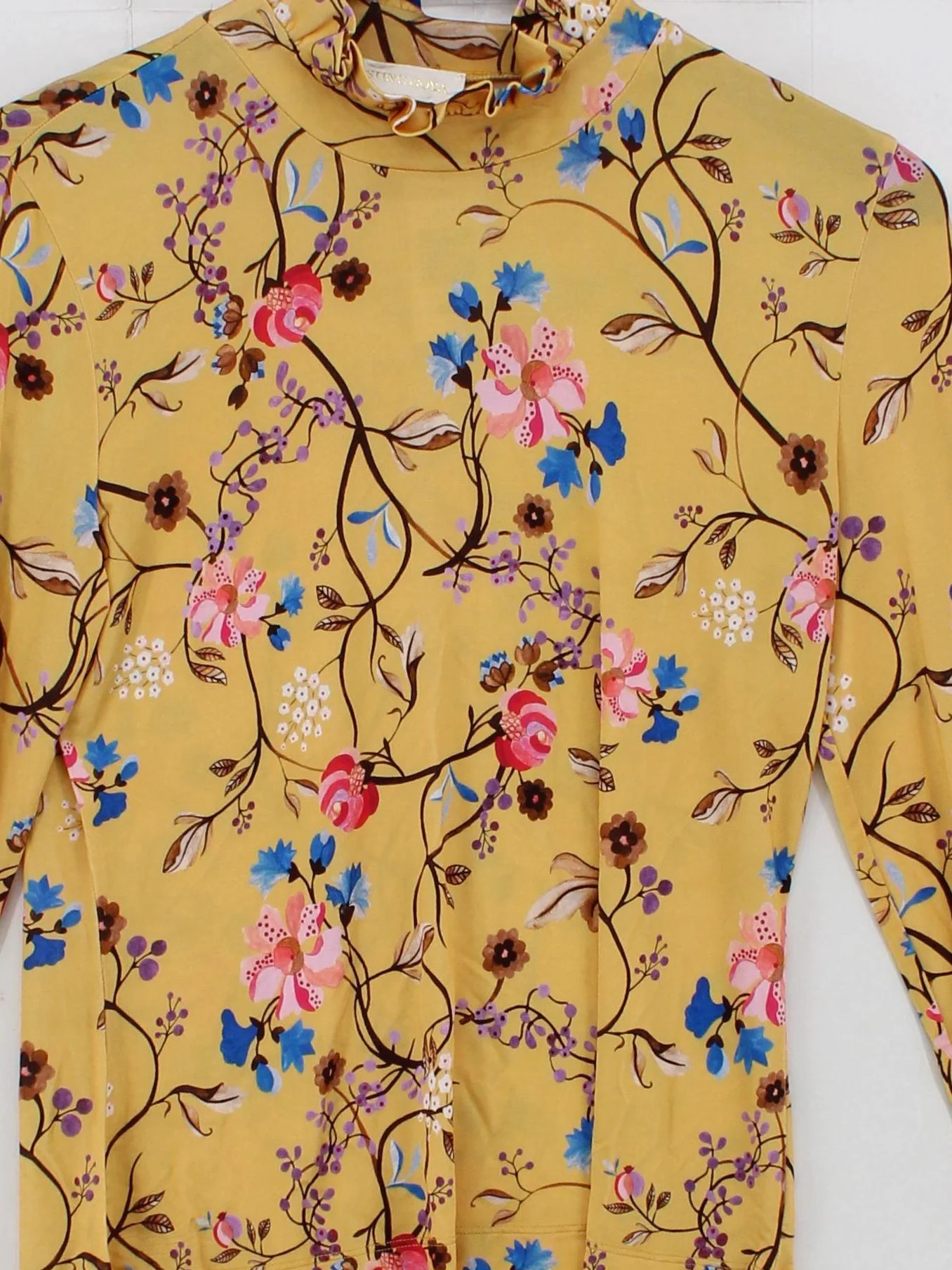 Stine Goya Women's Top XS Yellow Floral 100% Other Long Sleeve High Neck Basic - Image 3