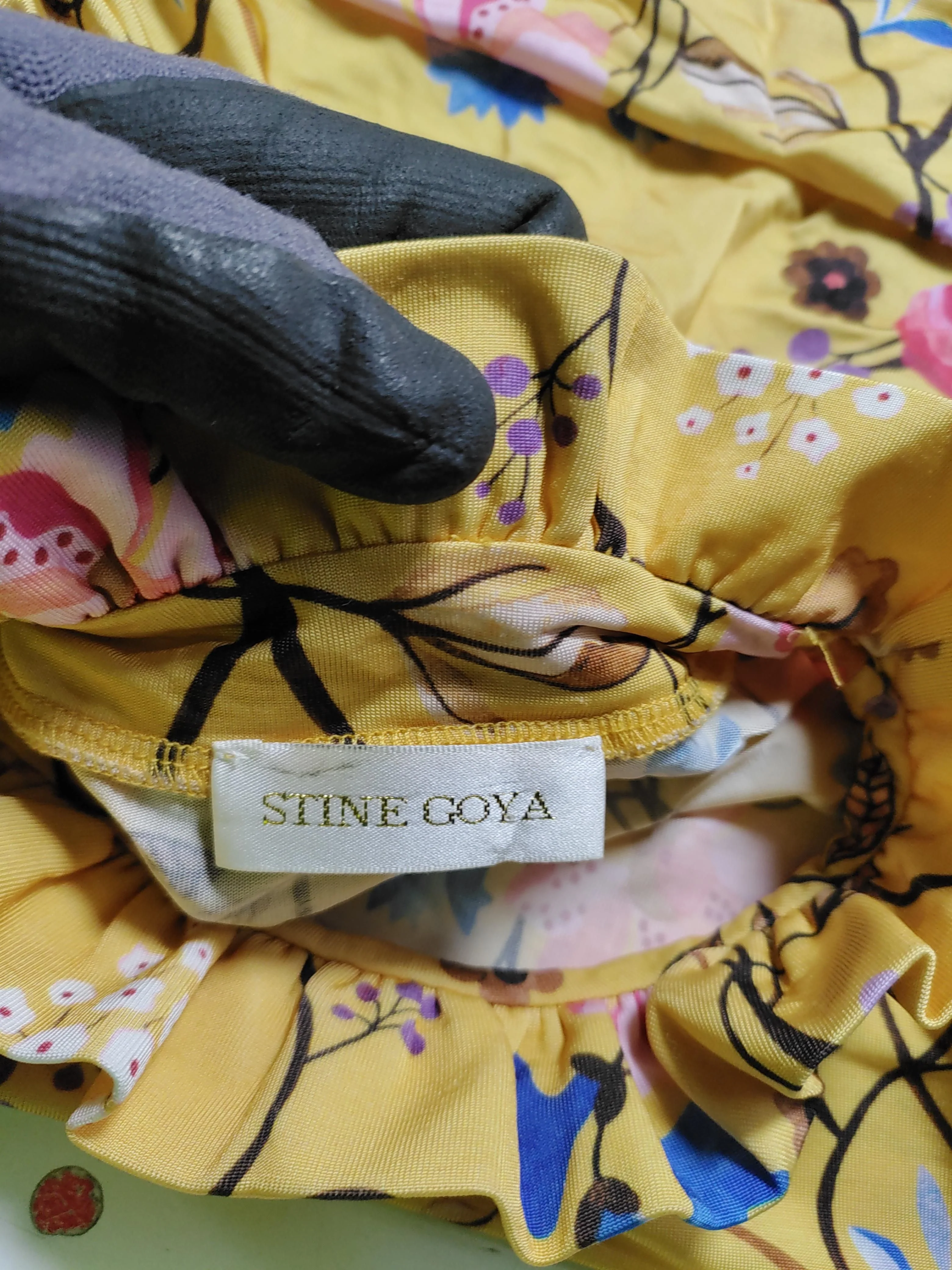Stine Goya Women's Top XS Yellow Floral 100% Other Long Sleeve High Neck Basic - Image 5