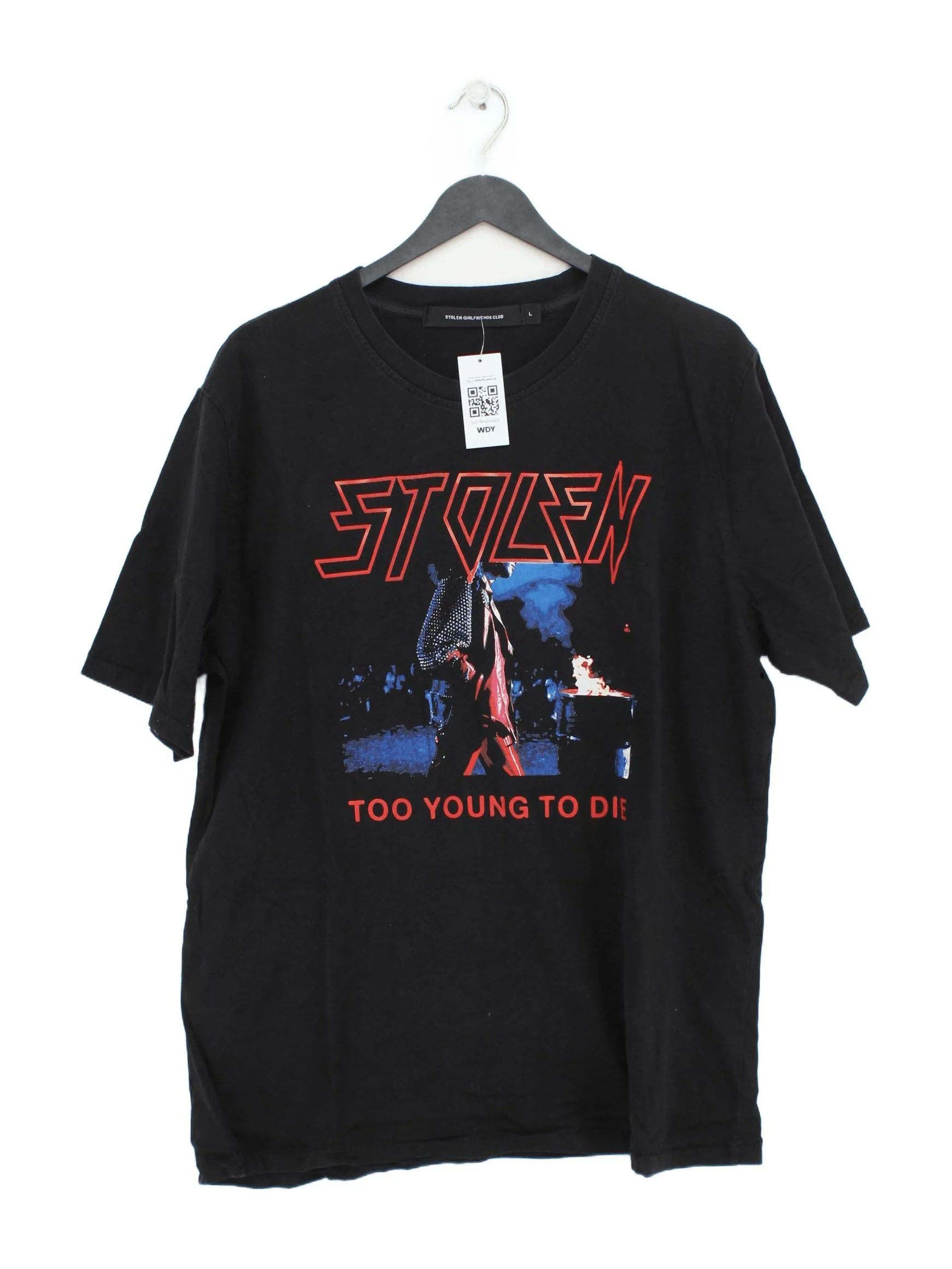 Stolen Girlfriends Club Men's T-Shirt L Black Graphic 100% Cotton Basic