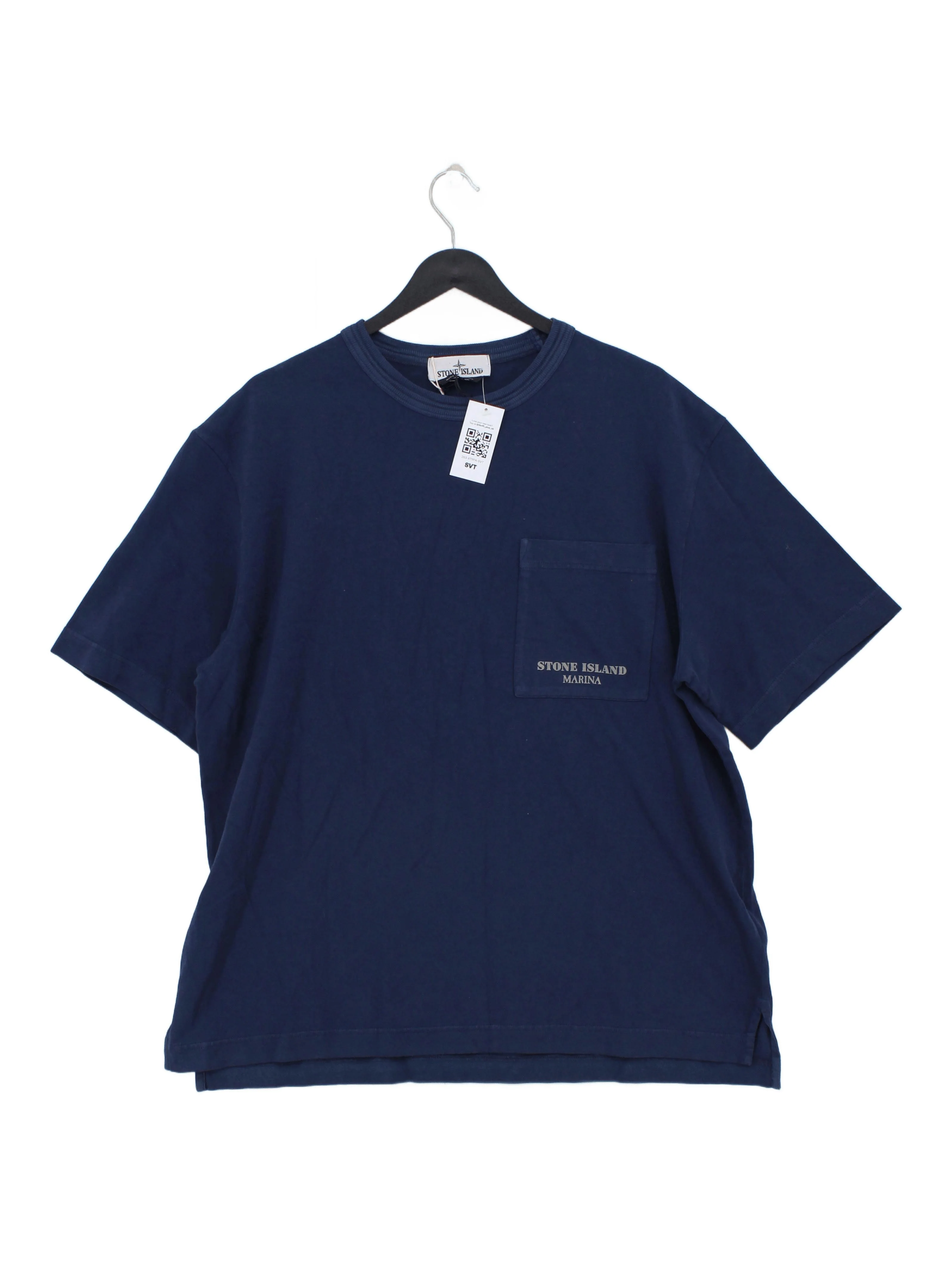 Stone Island Men's T-Shirt L Blue Striped 100% Cotton Basic New with tags