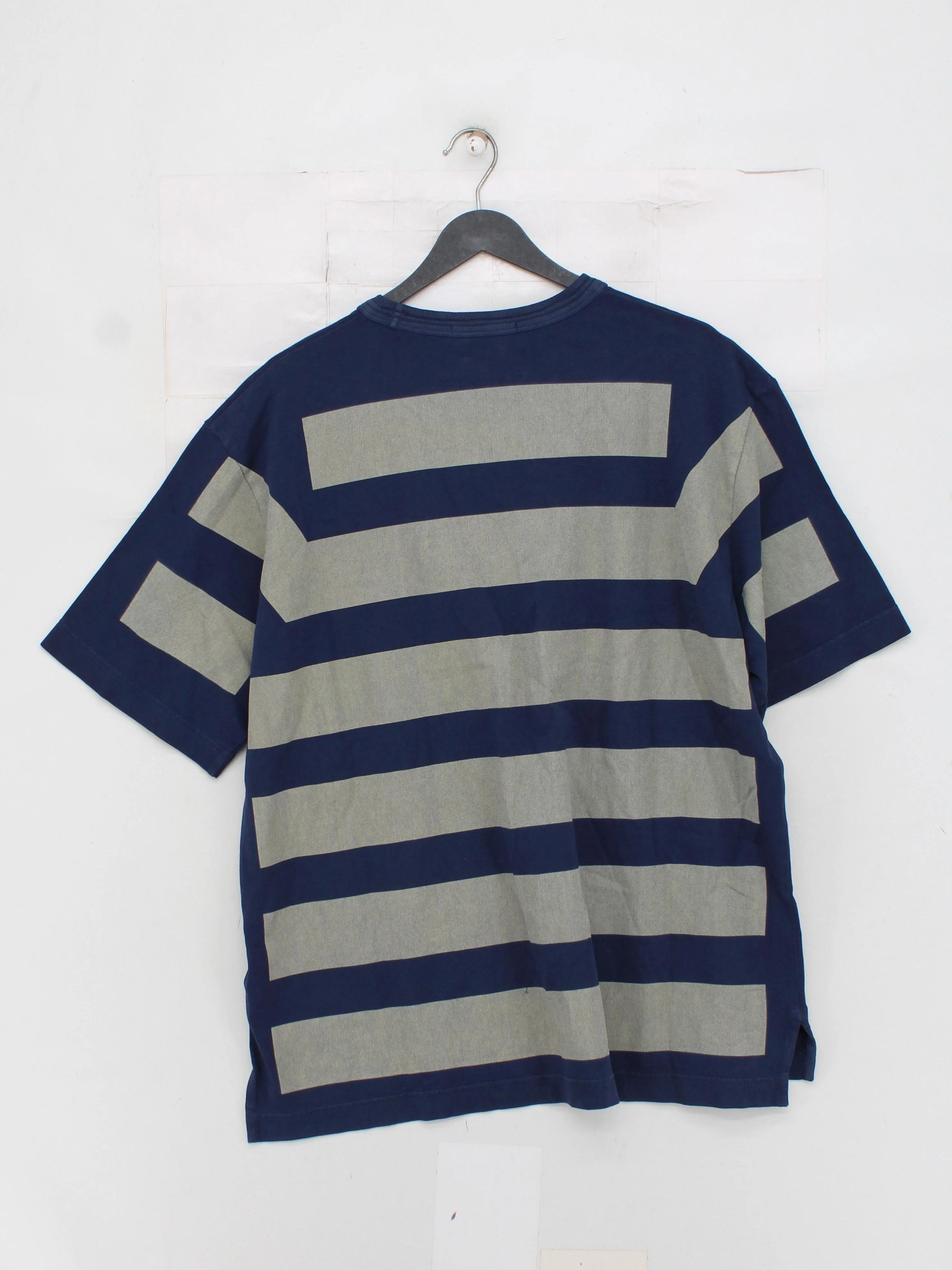 Stone Island Men's T-Shirt L Blue Striped 100% Cotton Basic New with tags - Image 2