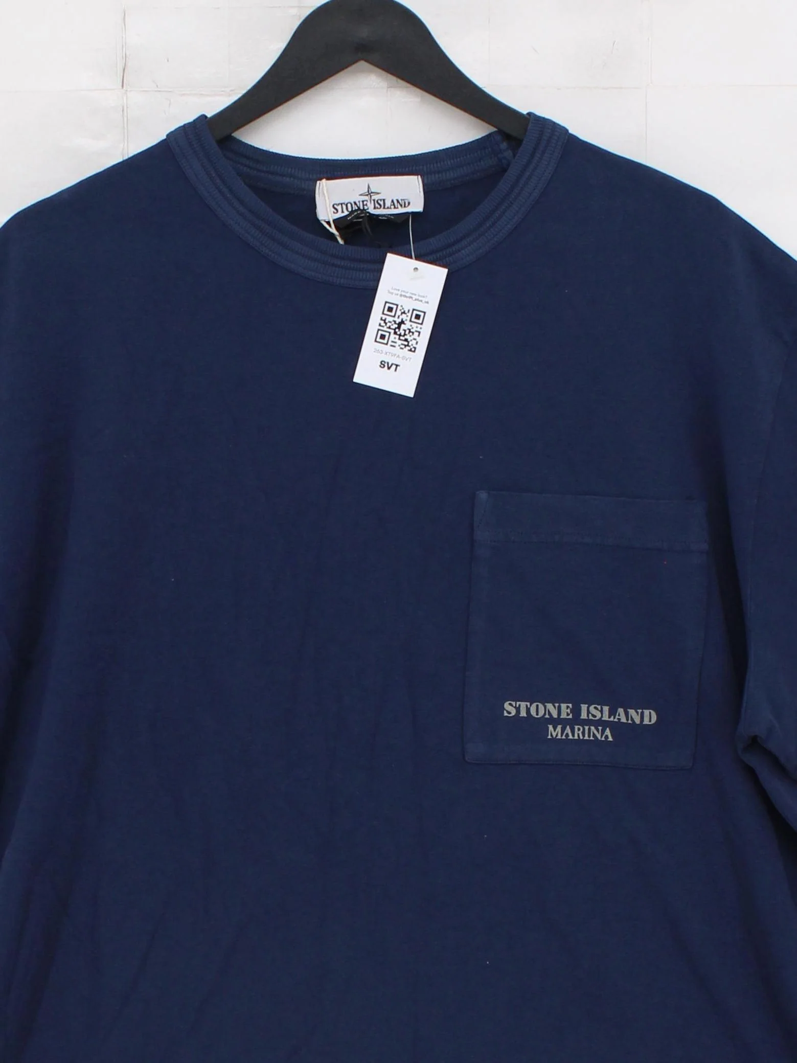 Stone Island Men's T-Shirt L Blue Striped 100% Cotton Basic New with tags - Image 3