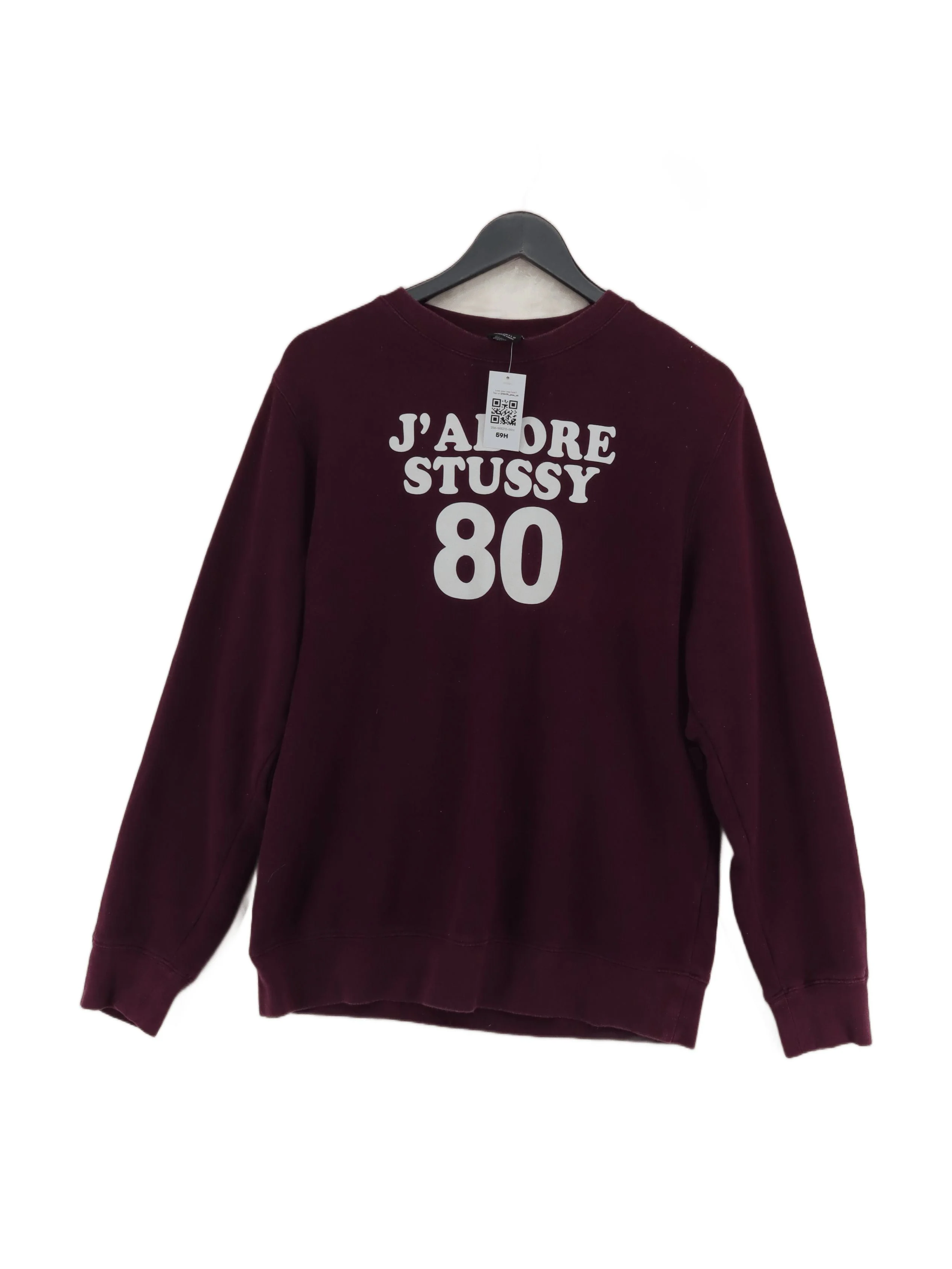 Stussy Men's Hoodie M Red Graphic Cotton with Polyester Pullover