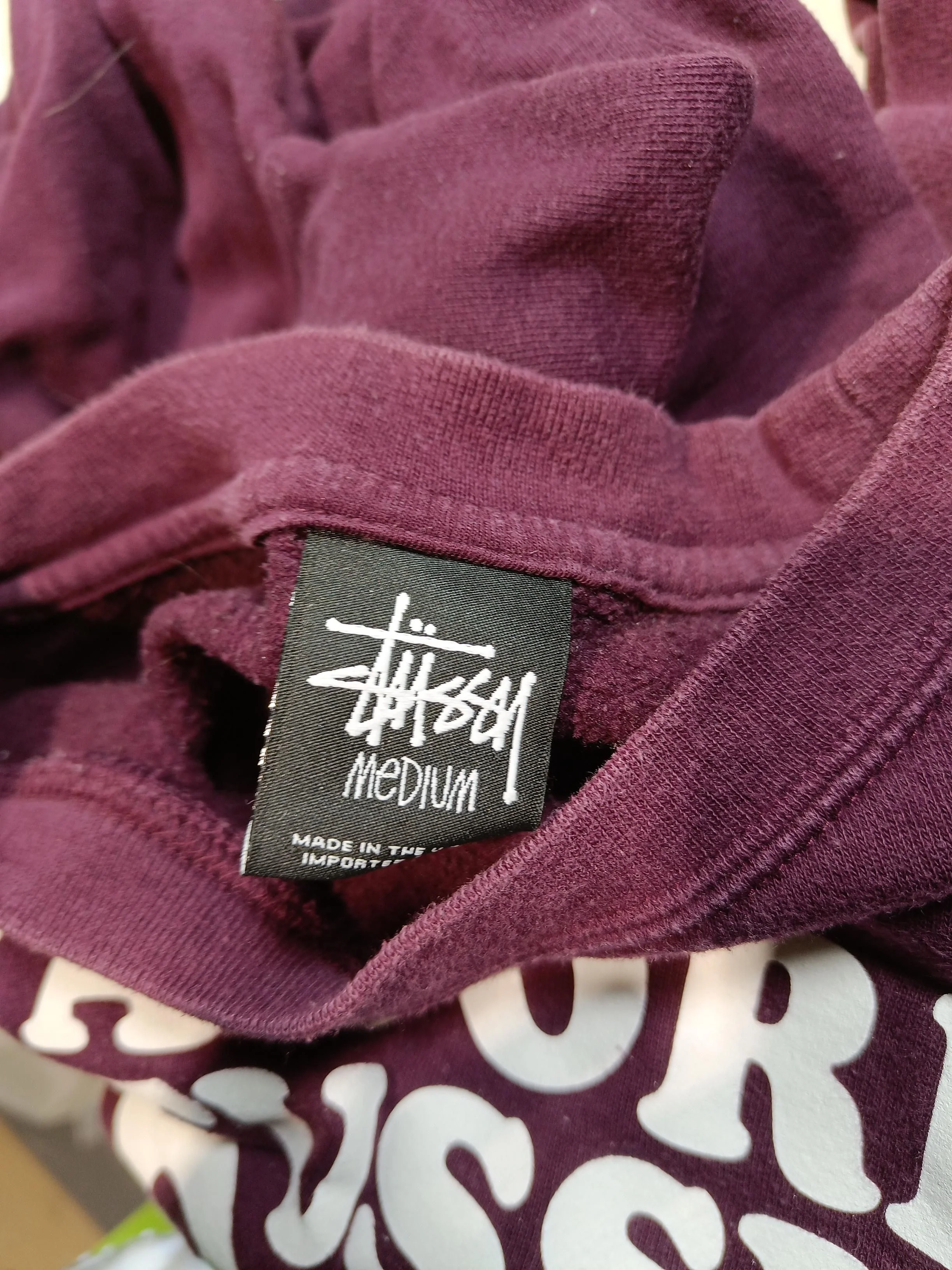 Stussy Men's Hoodie M Red Graphic Cotton with Polyester Pullover - Image 6