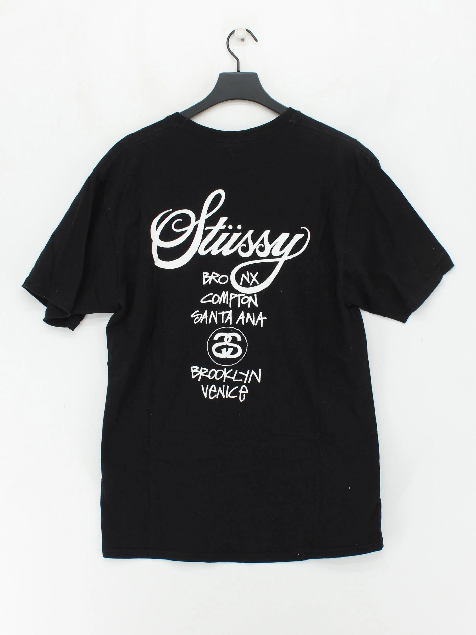 Stussy Men's T-Shirt L Black Graphic 100% Cotton Basic - Image 2