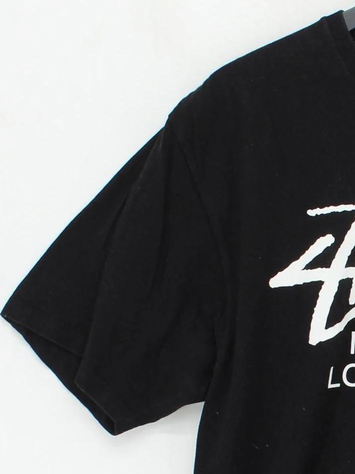 Stussy Men's T-Shirt L Black Graphic 100% Cotton Basic - Image 4