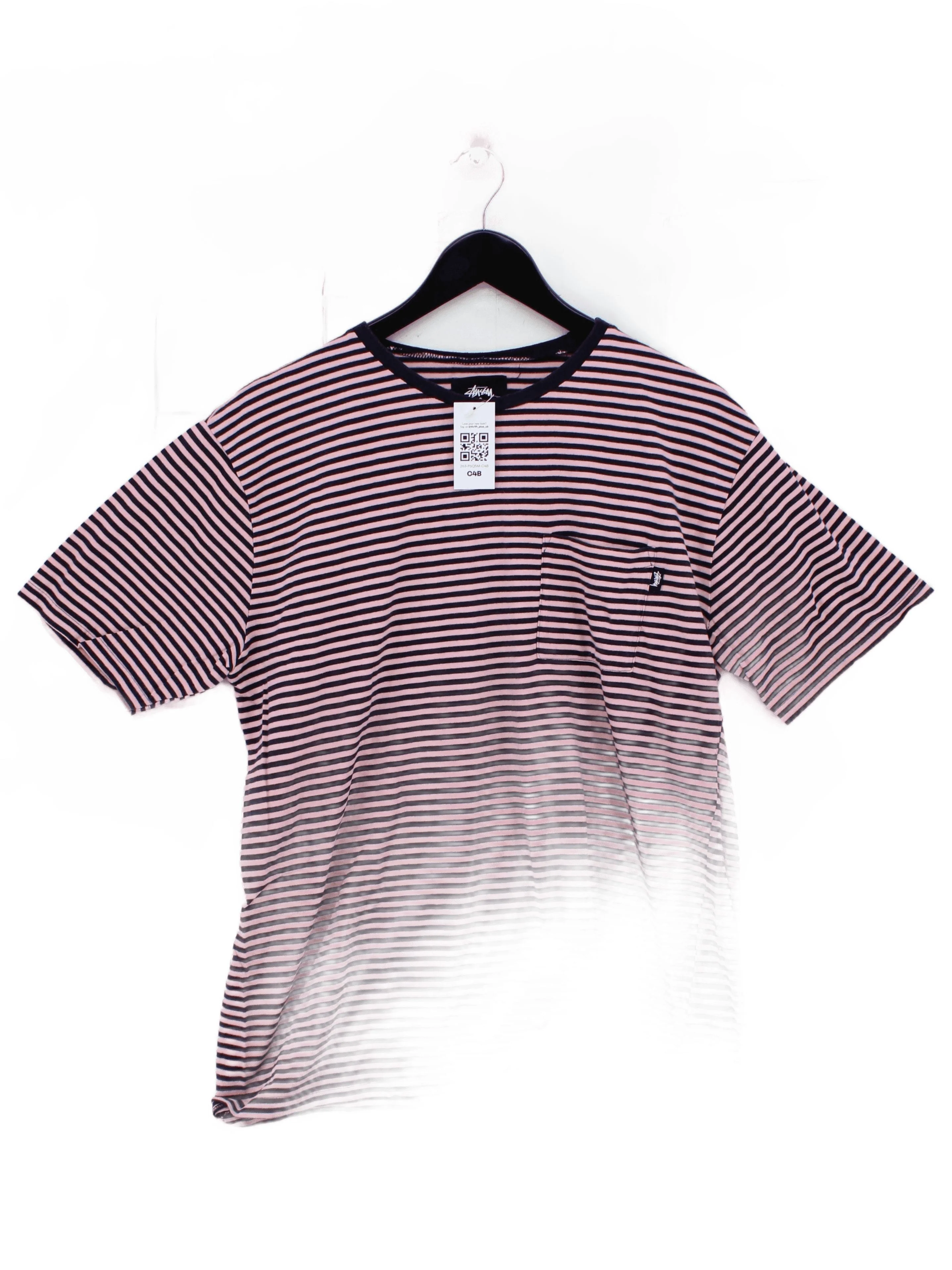 Stussy Men's T-Shirt L Multi Striped 100% Cotton Basic