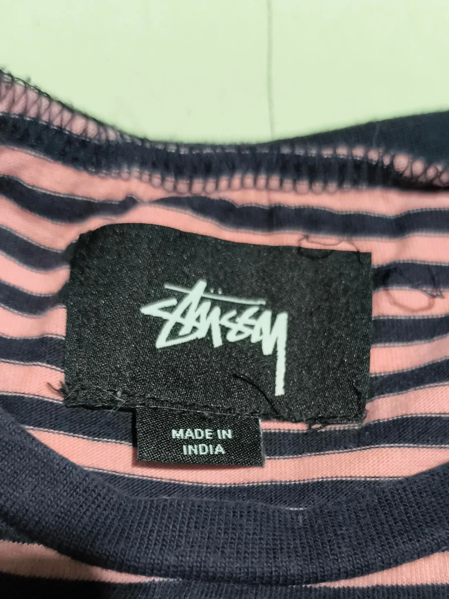 Stussy Men's T-Shirt L Multi Striped 100% Cotton Basic - Image 5
