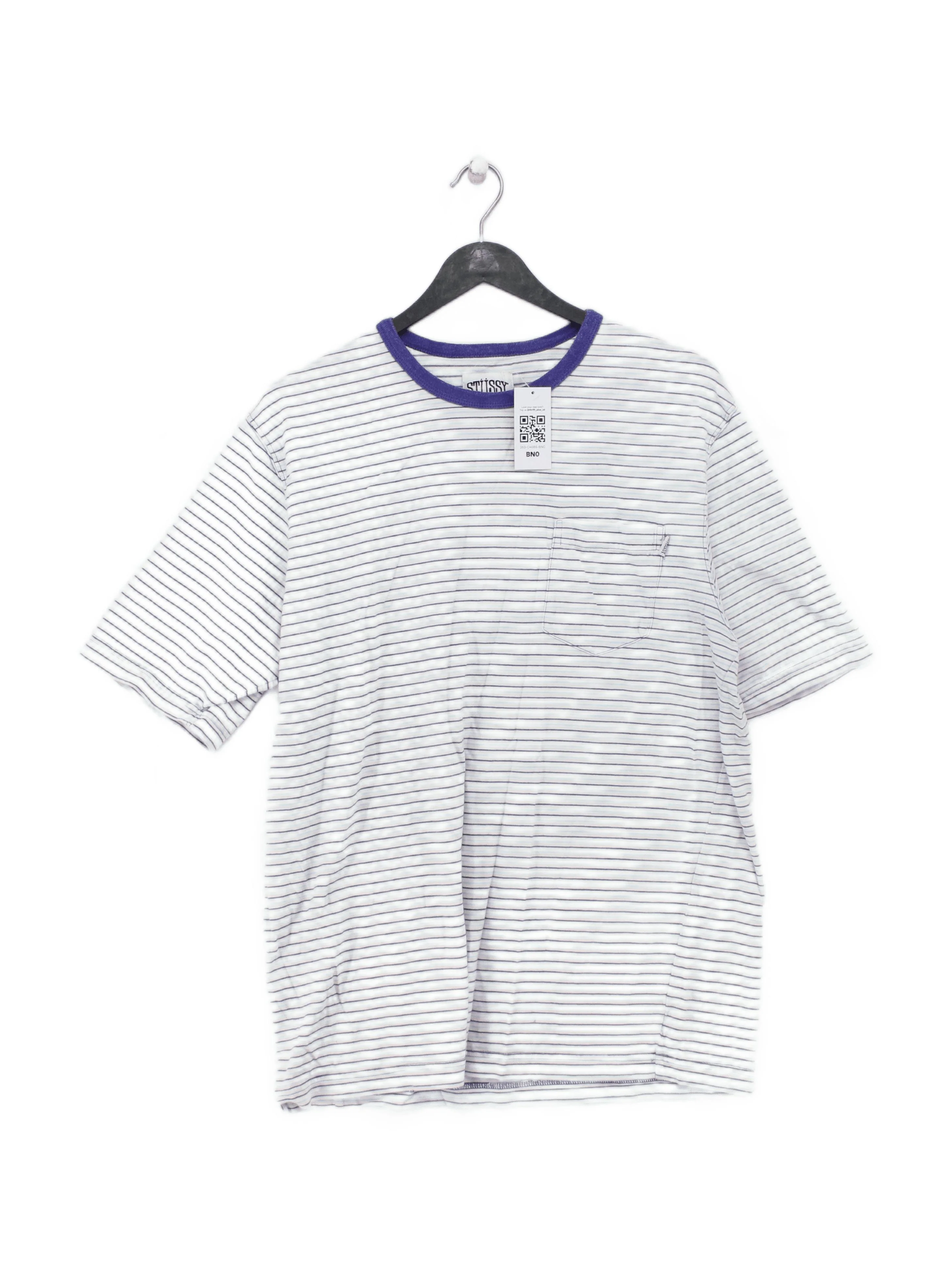 Stussy Men's T-Shirt XL Multi Striped 100% Cotton Basic