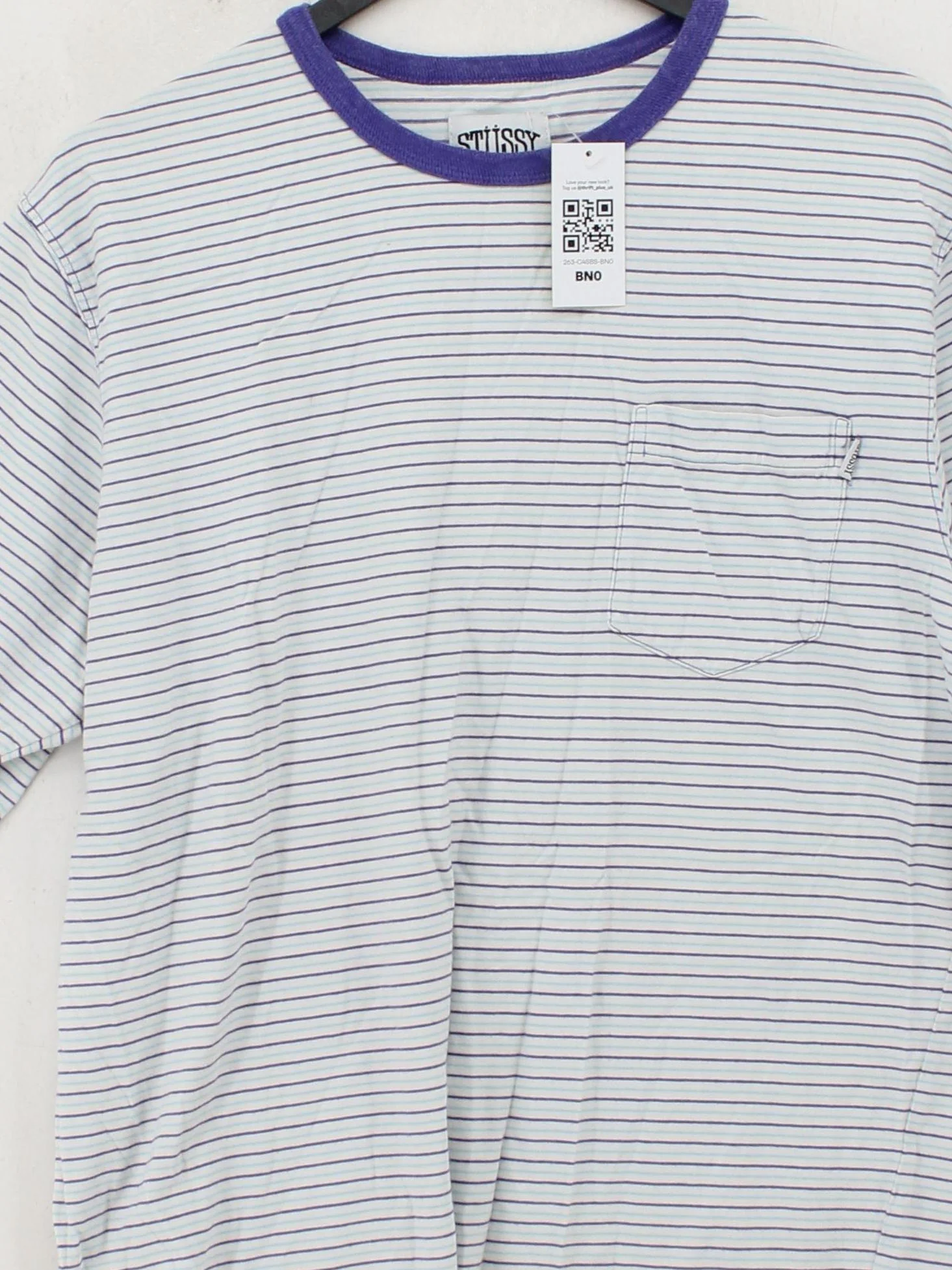 Stussy Men's T-Shirt XL Multi Striped 100% Cotton Basic - Image 3