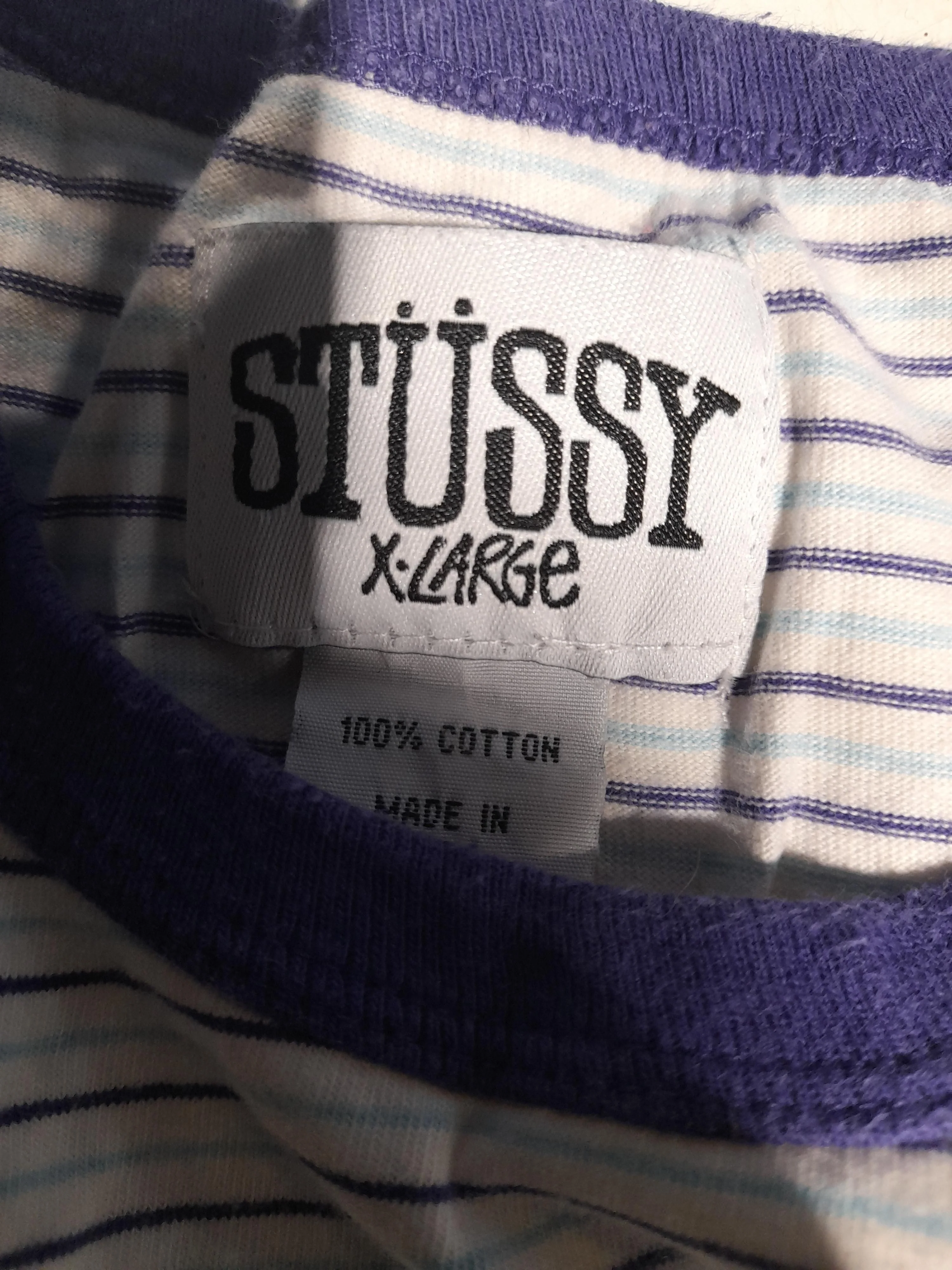 Stussy Men's T-Shirt XL Multi Striped 100% Cotton Basic - Image 6