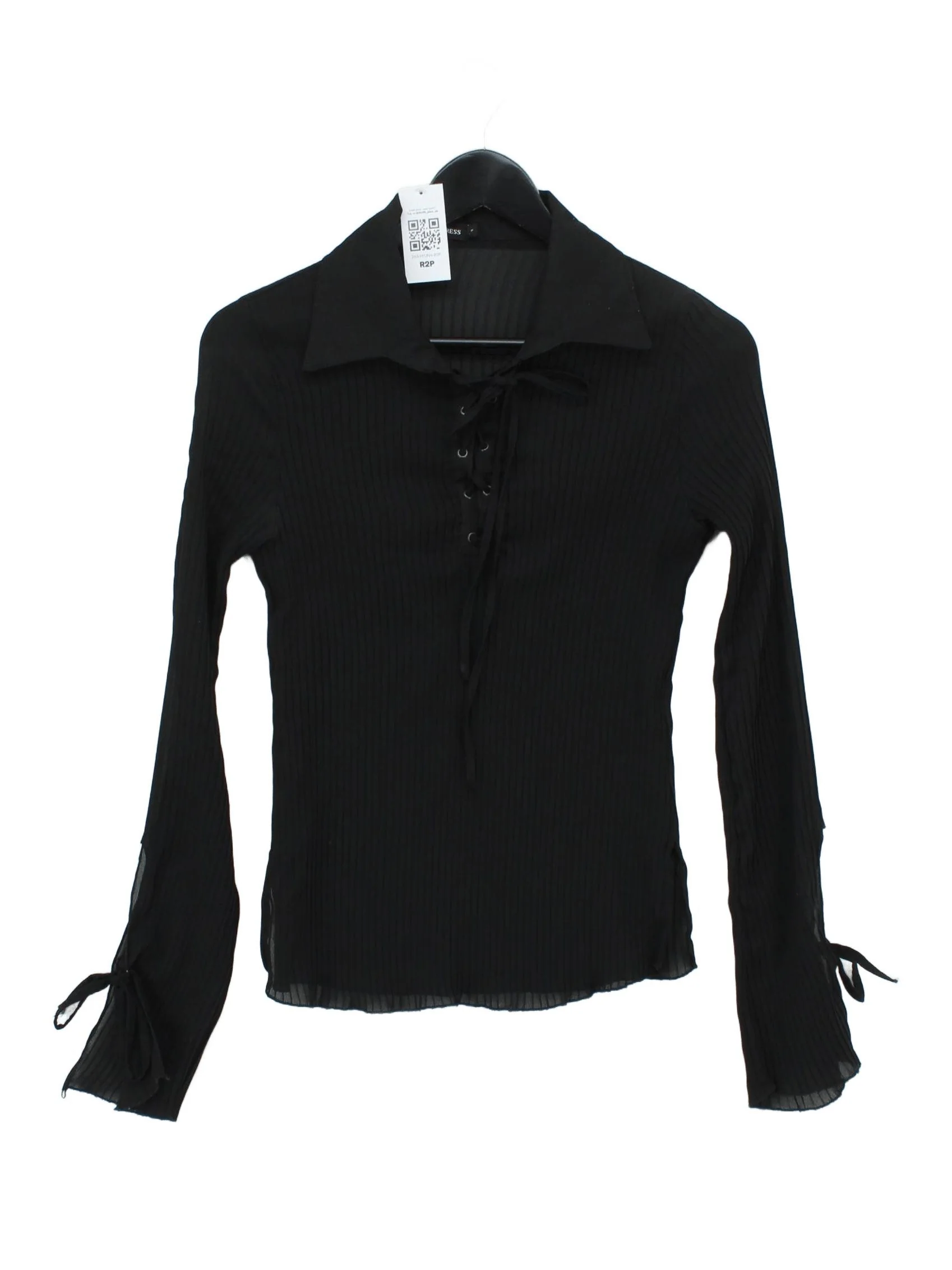 Sud Express Women's Top S Black 100% Other Long Sleeve Collared Basic