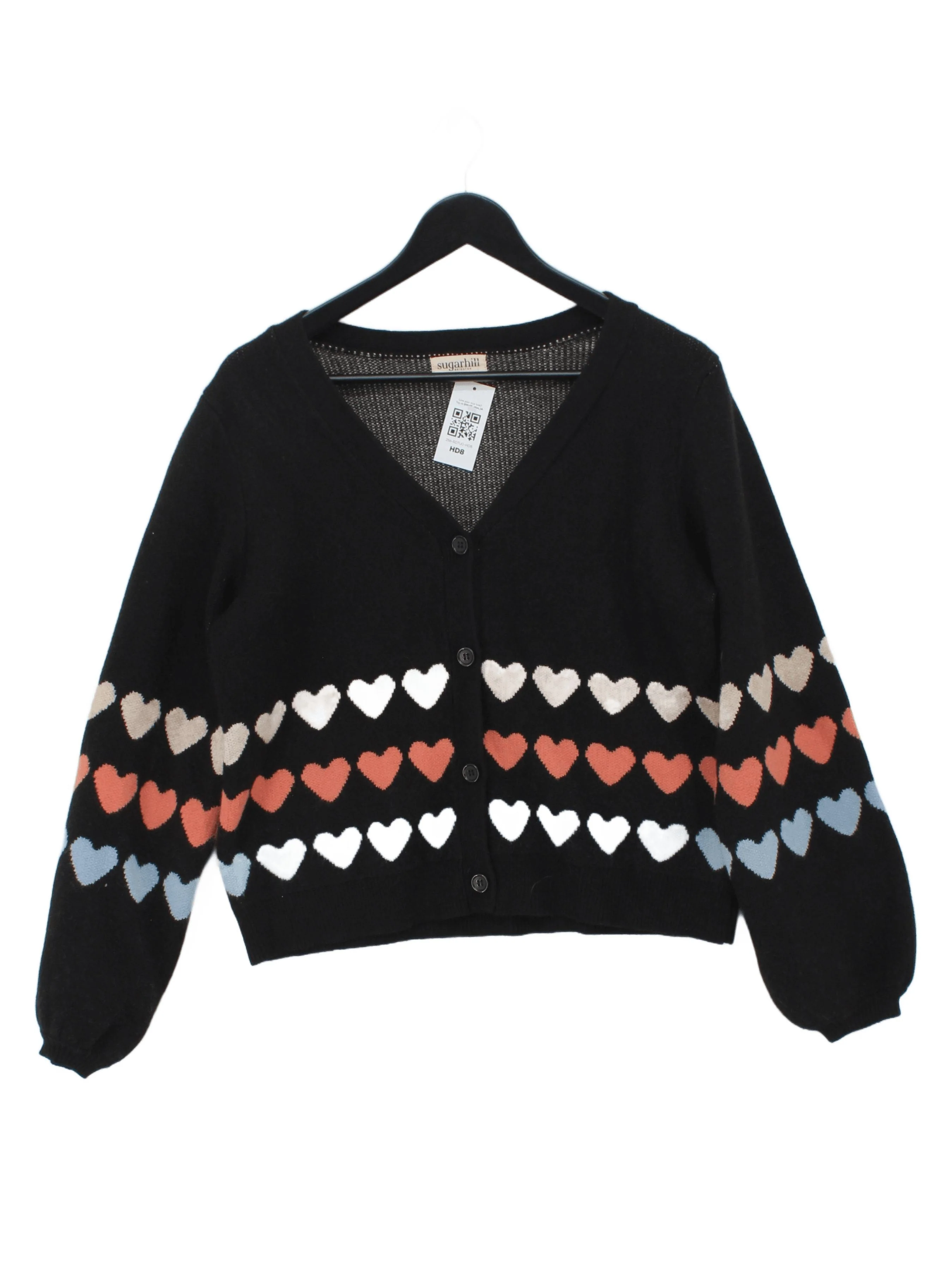 Sugarhill Women's Cardigan UK 12 Black Viscose with Polyester, Nylon Cardigan