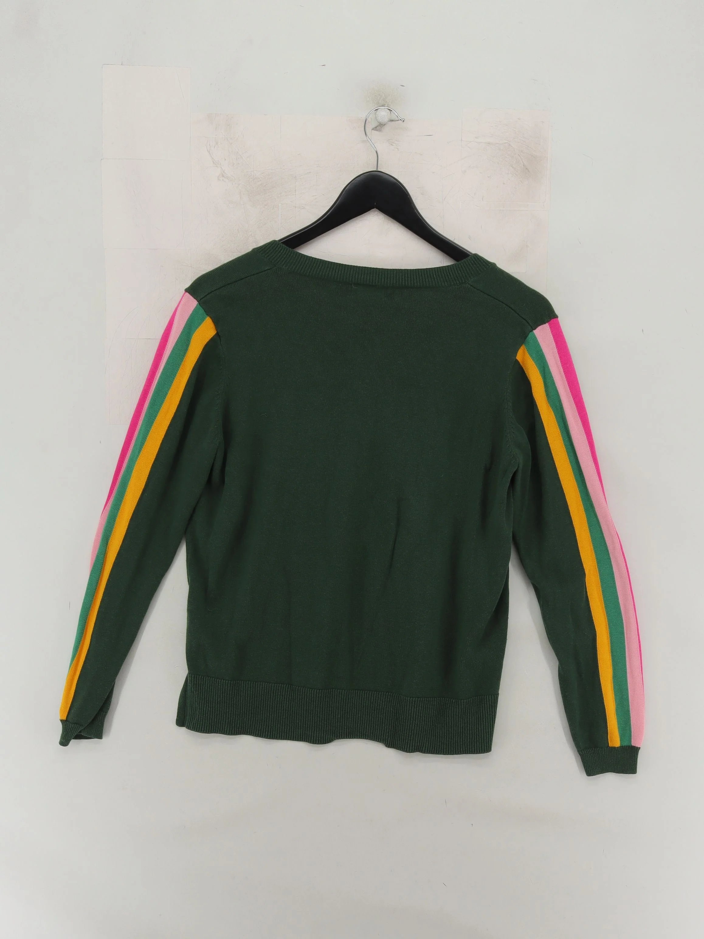 Sugarhill Women's Jumper UK 10 Multi Striped Cotton with Viscose V-Neck Pullover - Image 2