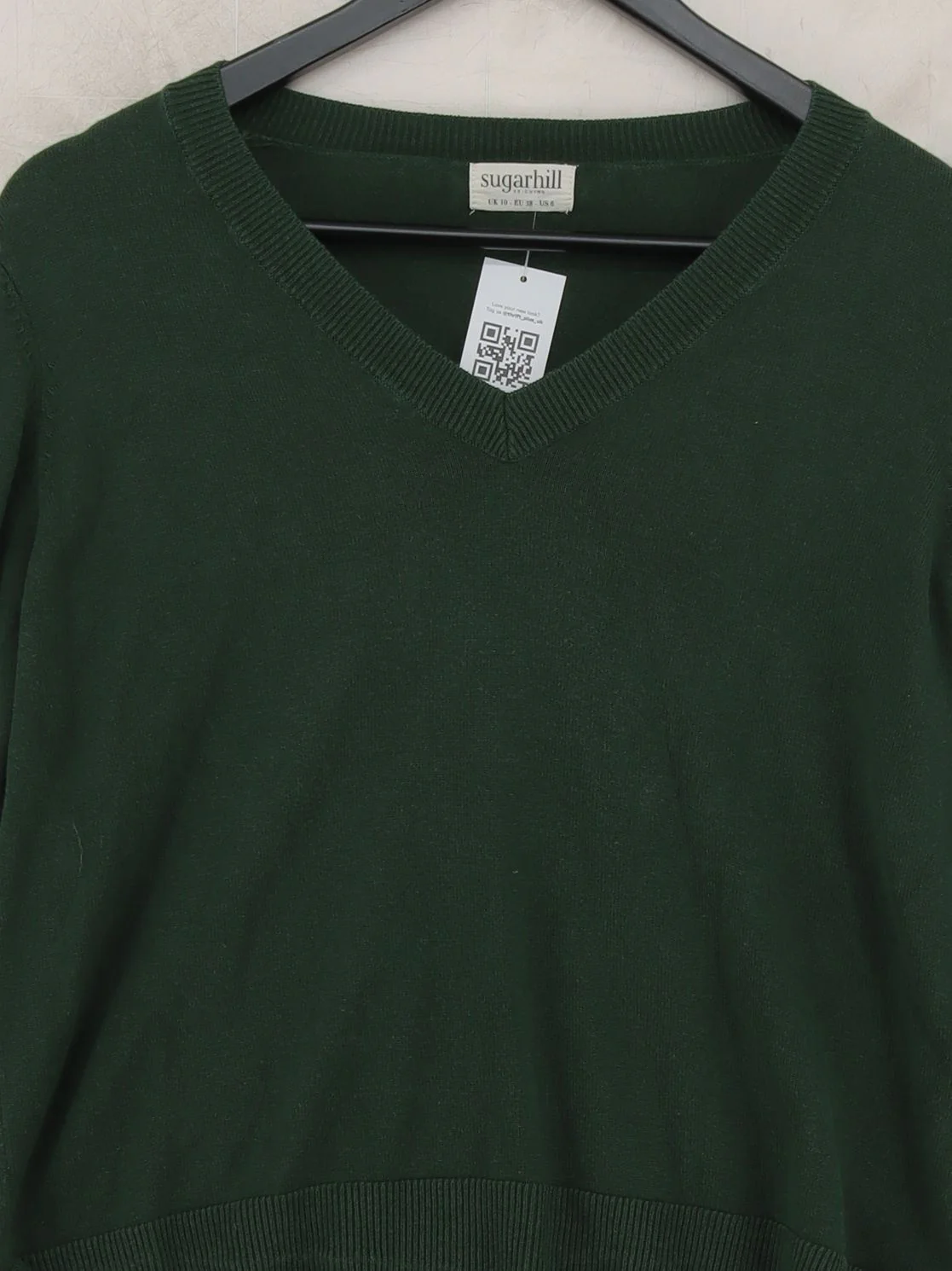 Sugarhill Women's Jumper UK 10 Multi Striped Cotton with Viscose V-Neck Pullover - Image 3