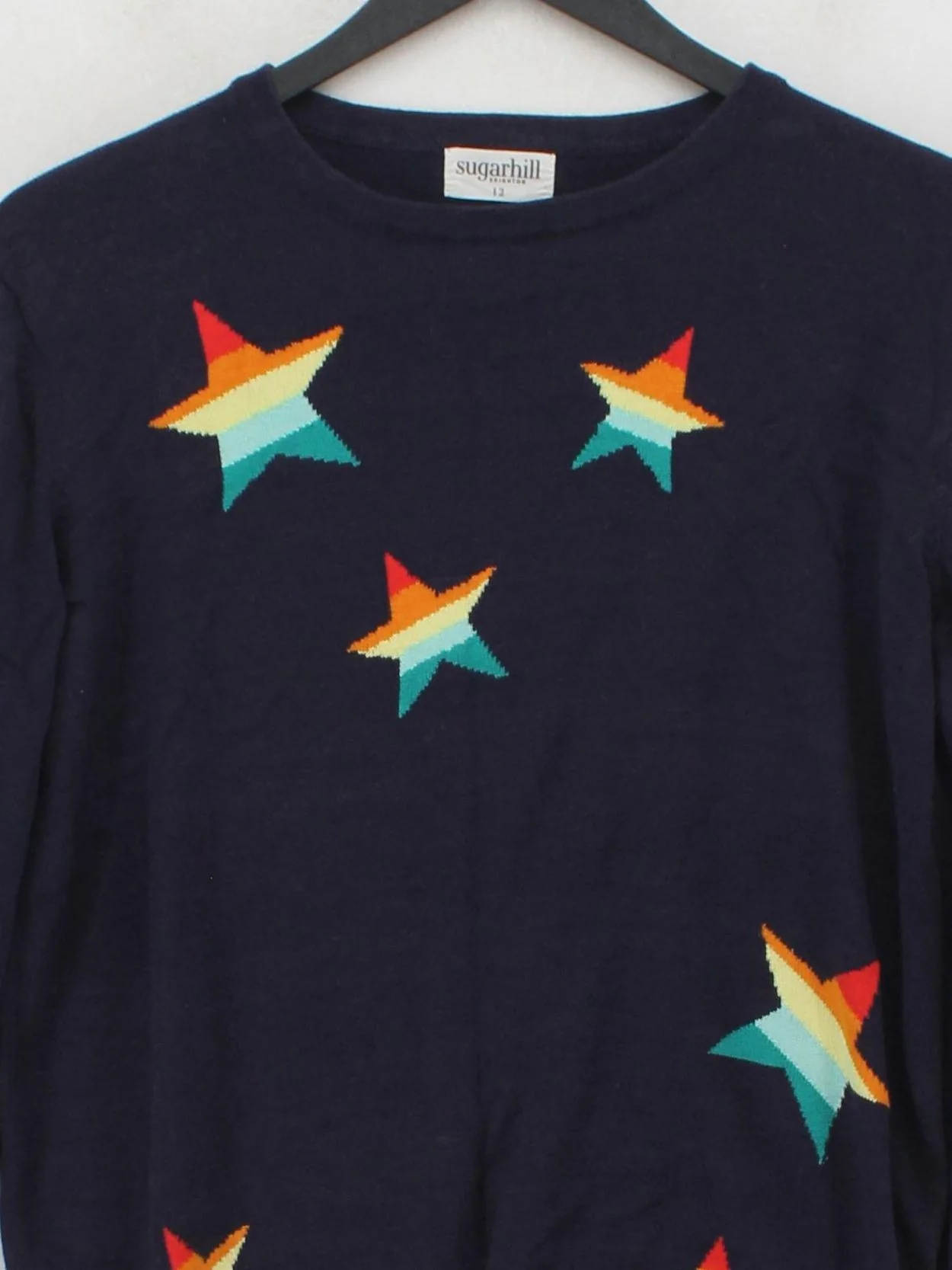 Sugarhill Women's Jumper UK 12 Blue Cotton with Viscose Pullover - Image 3