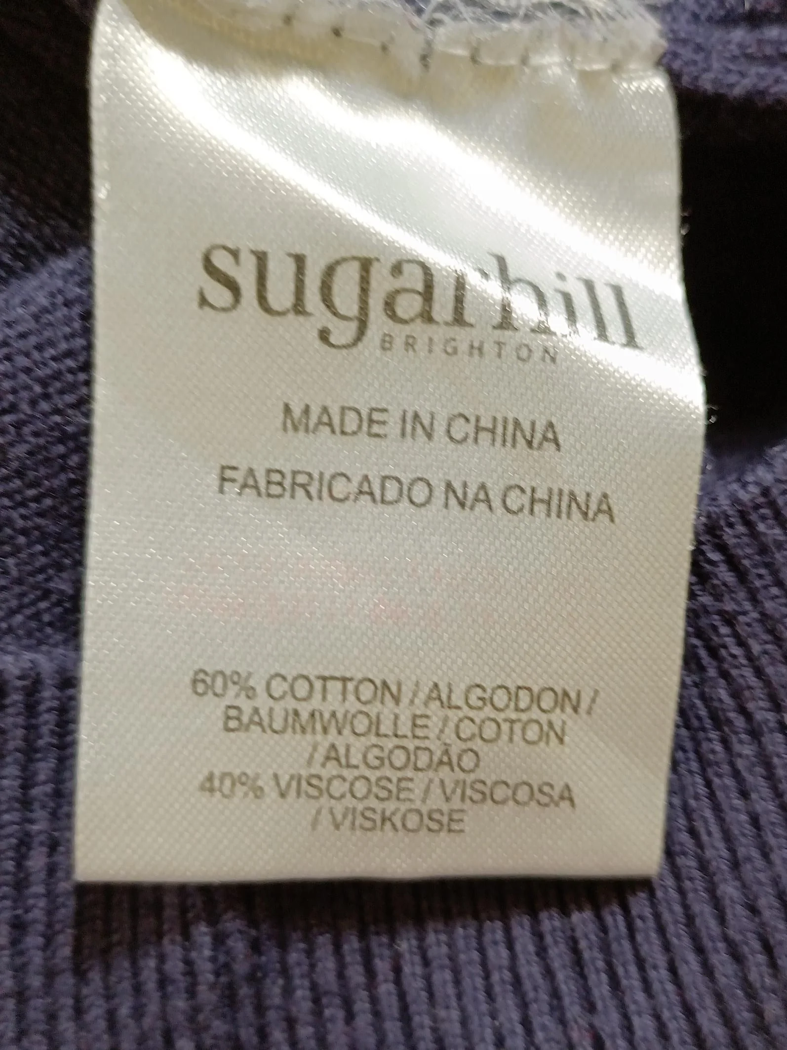 Sugarhill Women's Jumper UK 12 Blue Cotton with Viscose Pullover - Image 7