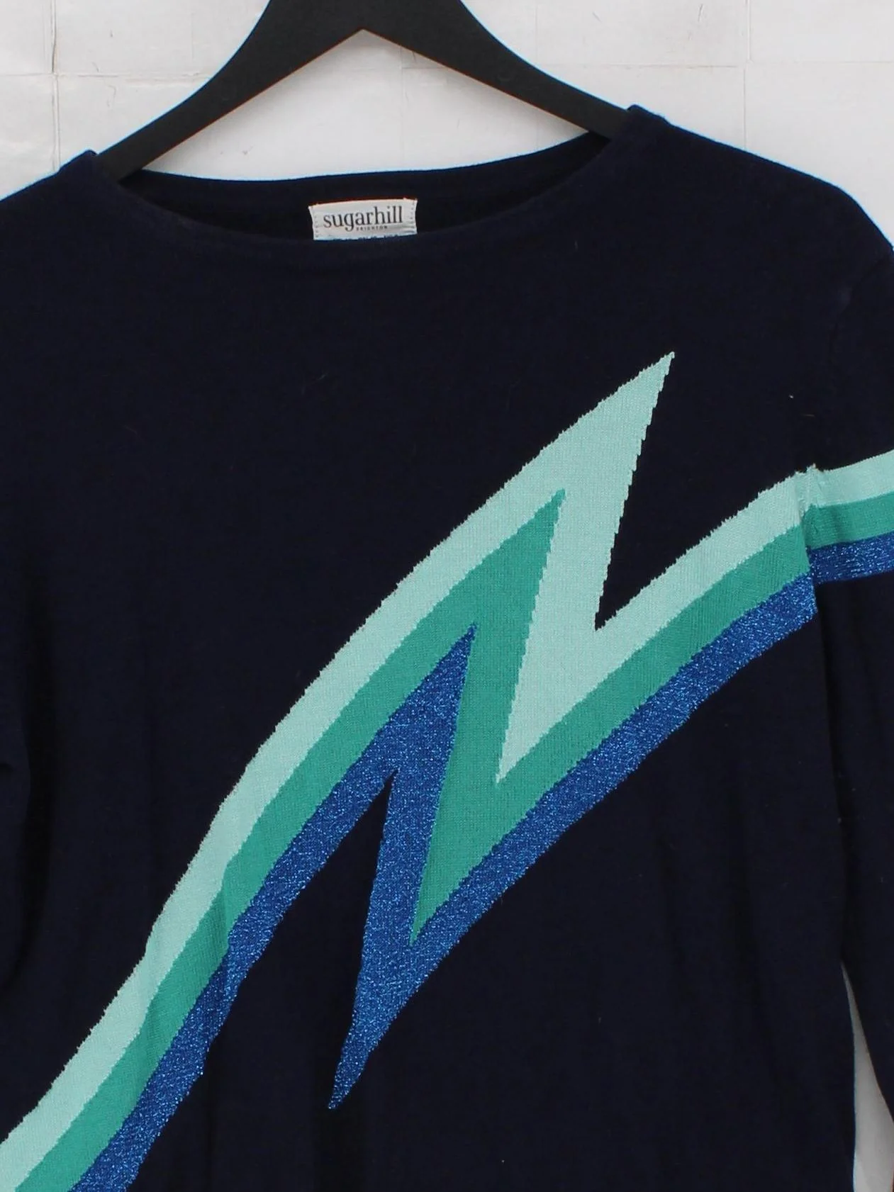 Sugarhill Women's Jumper UK 12 Blue Graphic 100% Other Round Neck Pullover - Image 3