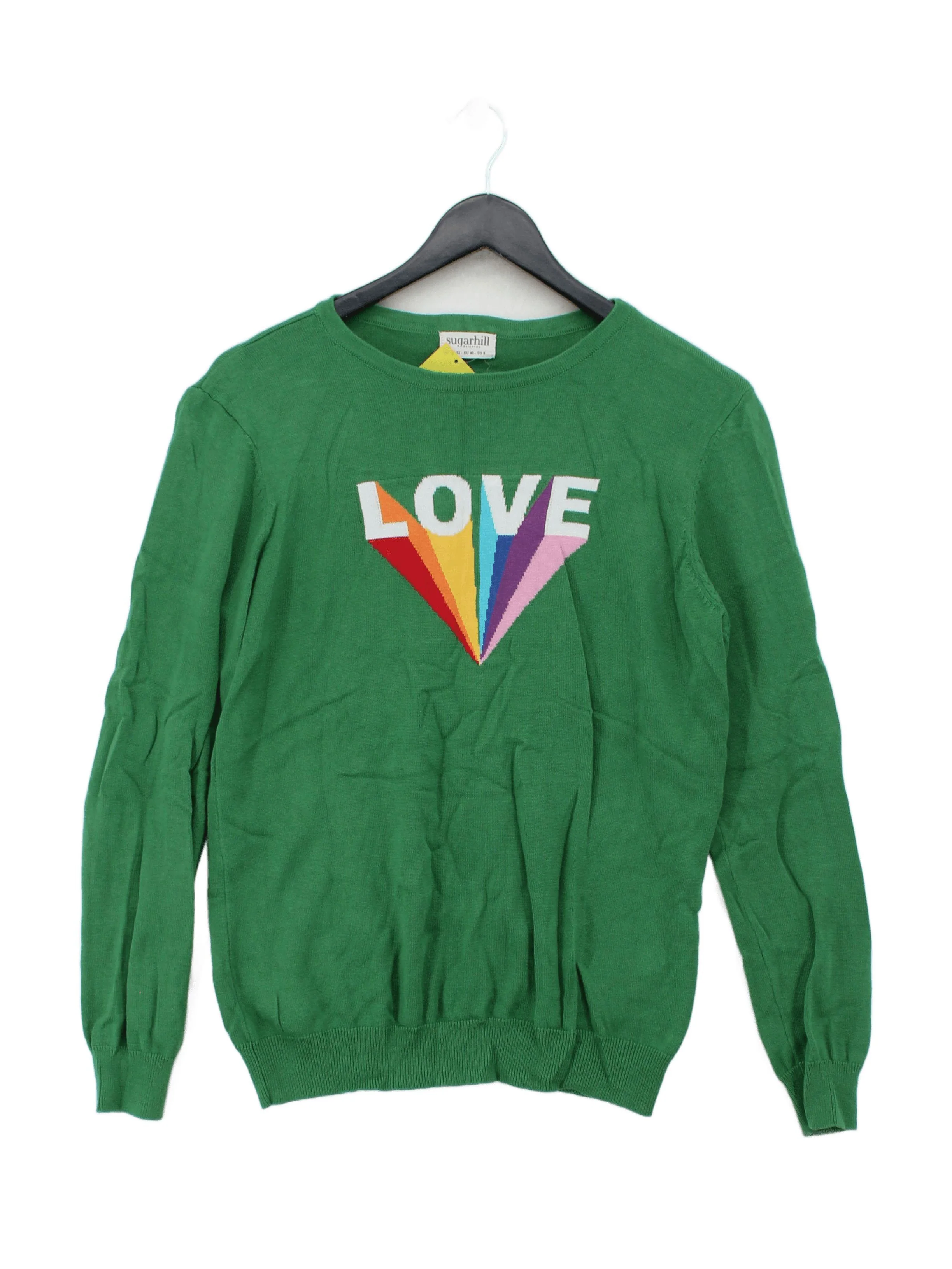 Sugarhill Women's Jumper UK 12 Green Cotton with Viscose Pullover