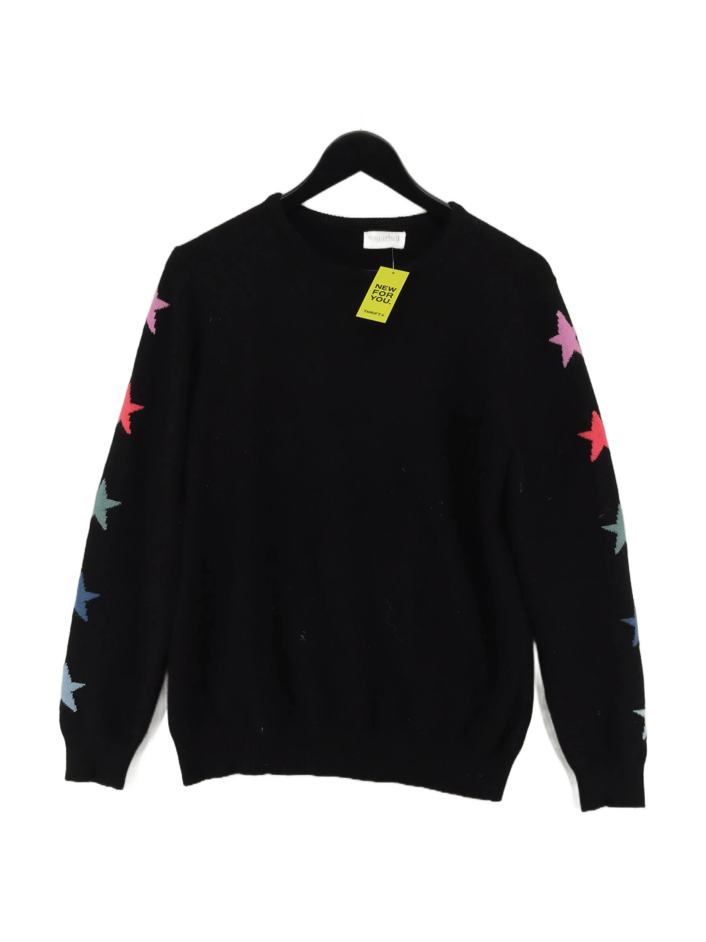 Sugarhill Women's Jumper UK 14 Black Graphic 100% Other Crew Neck Pullover