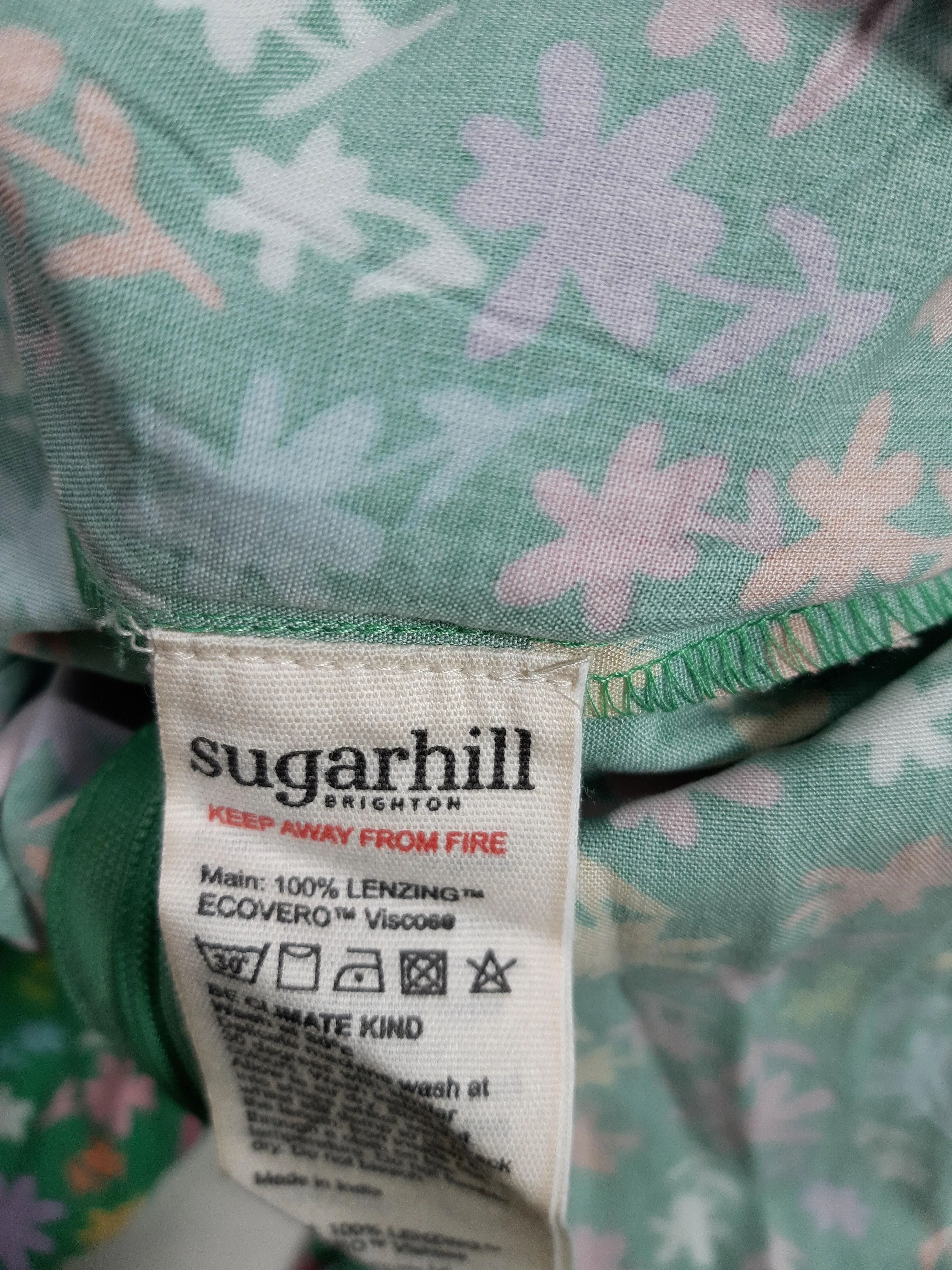 Sugarhill Women's Jumpsuit M Green Floral 100% Viscose Wide-Leg Jumpsuit - Image 7