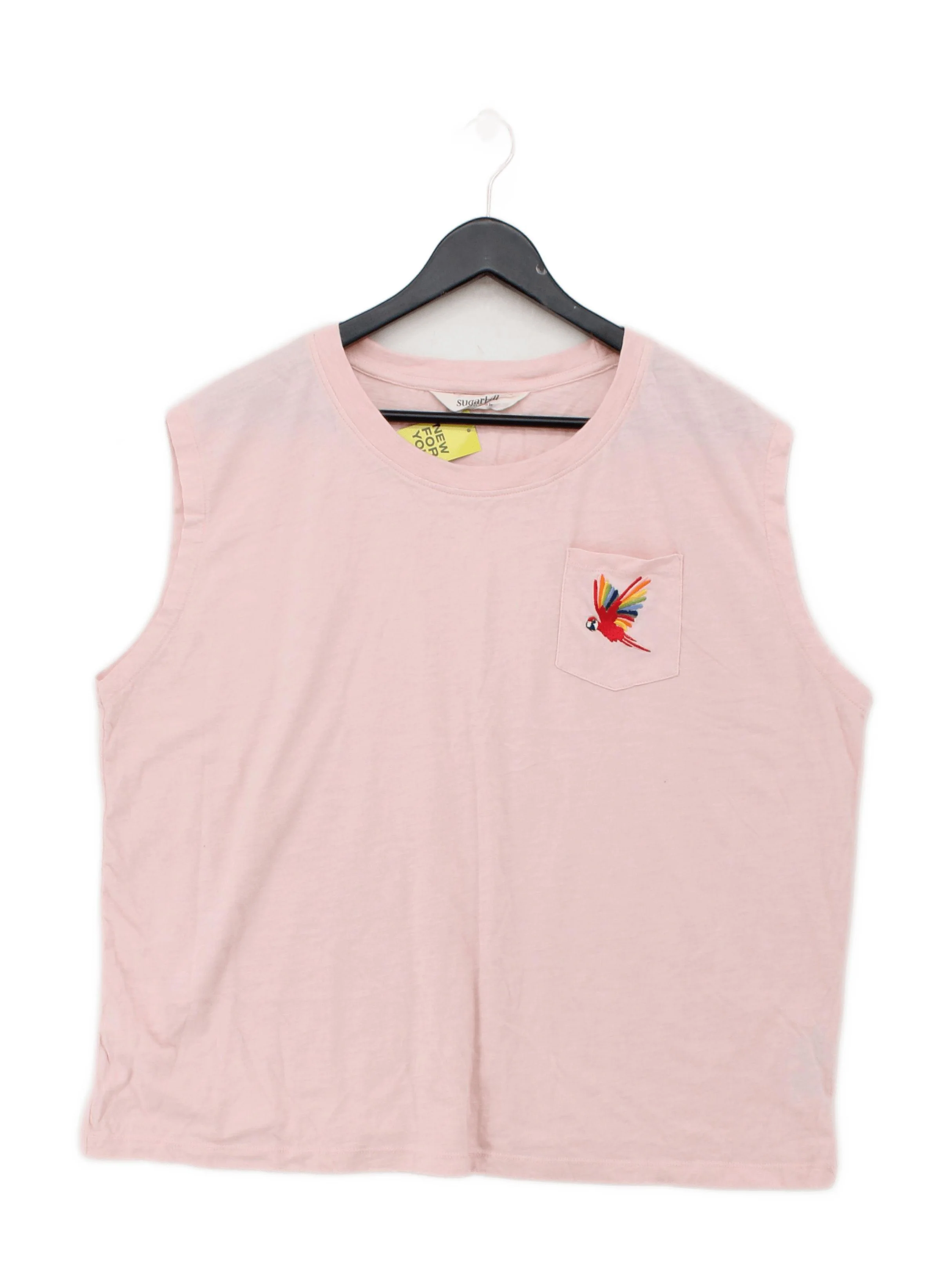 Sugarhill Women's T-Shirt UK 20 Pink 100% Cotton Sleeveless Round Neck Basic