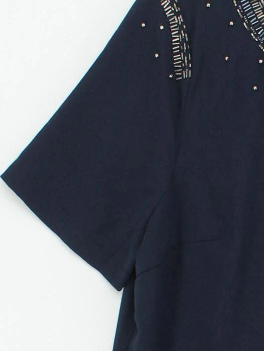 Sugarhill Women's Top L Blue 100% Other Short Sleeve Round Neck Basic - Image 4
