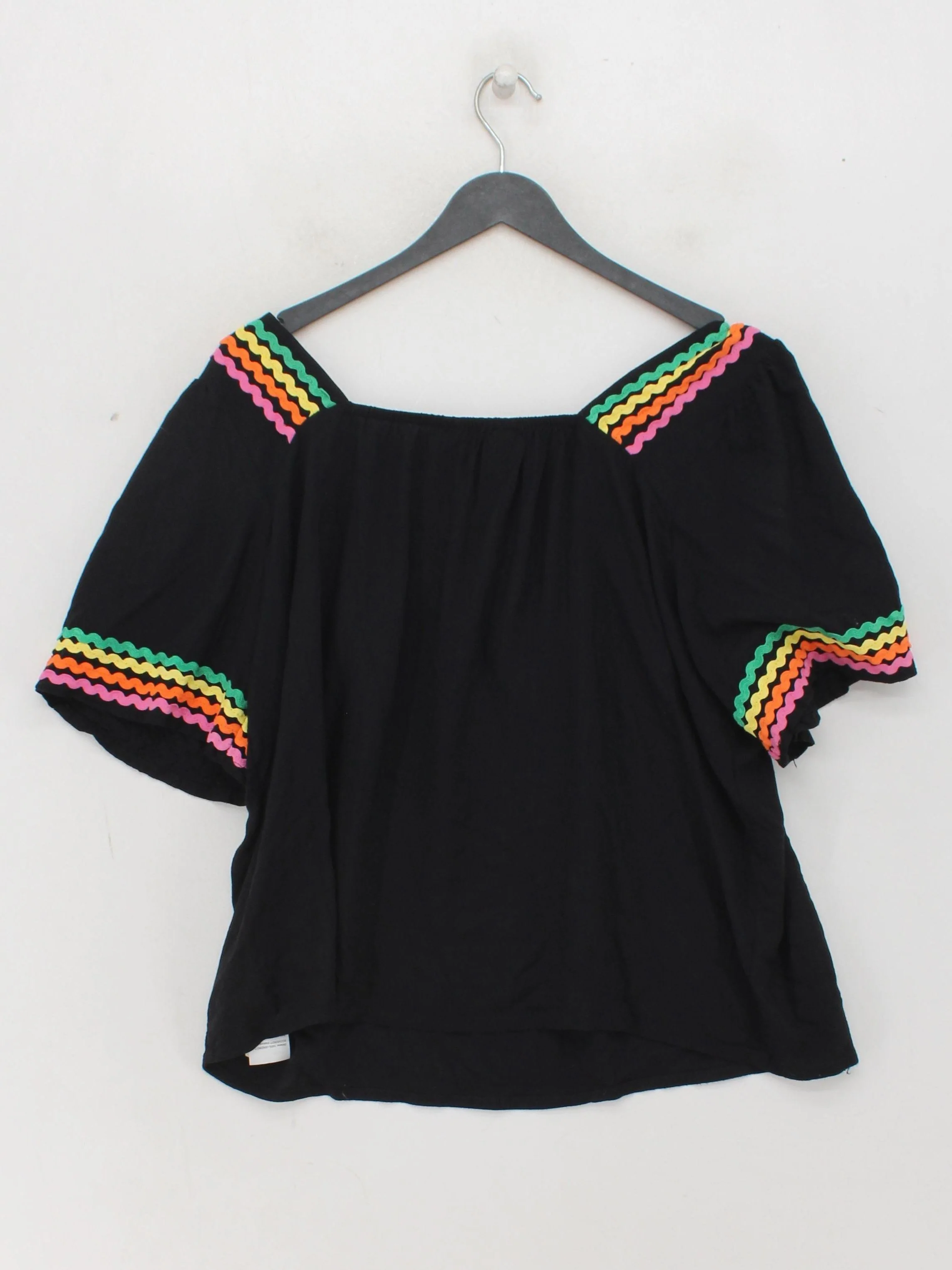 Sugarhill Women's Top UK 14 Black 100% Viscose Short Sleeve Square Neck Basic - Image 2
