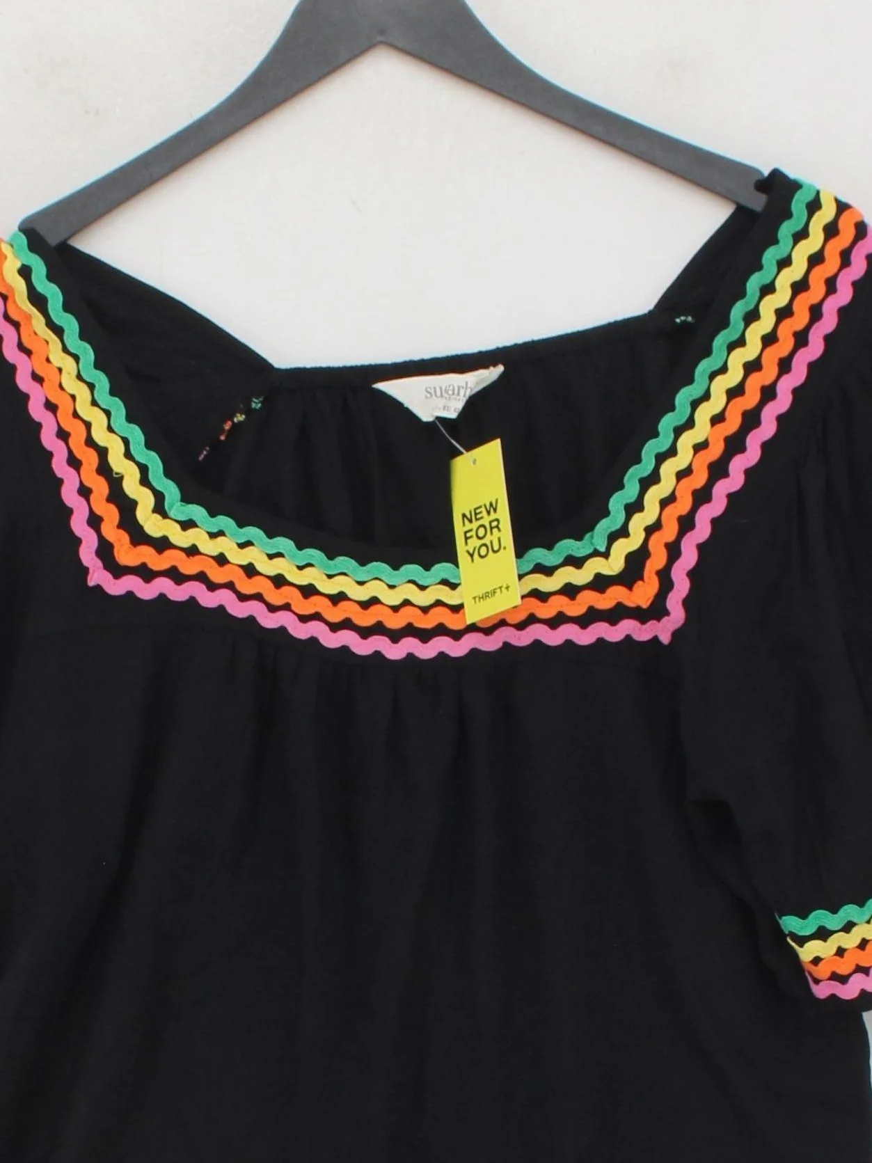 Sugarhill Women's Top UK 14 Black 100% Viscose Short Sleeve Square Neck Basic - Image 3