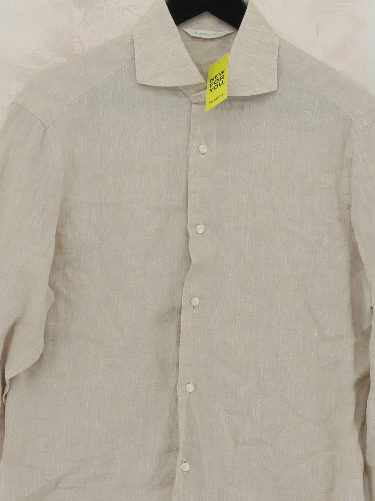Suitsupply Men's Shirt L Cream 100% Linen Basic - Image 3
