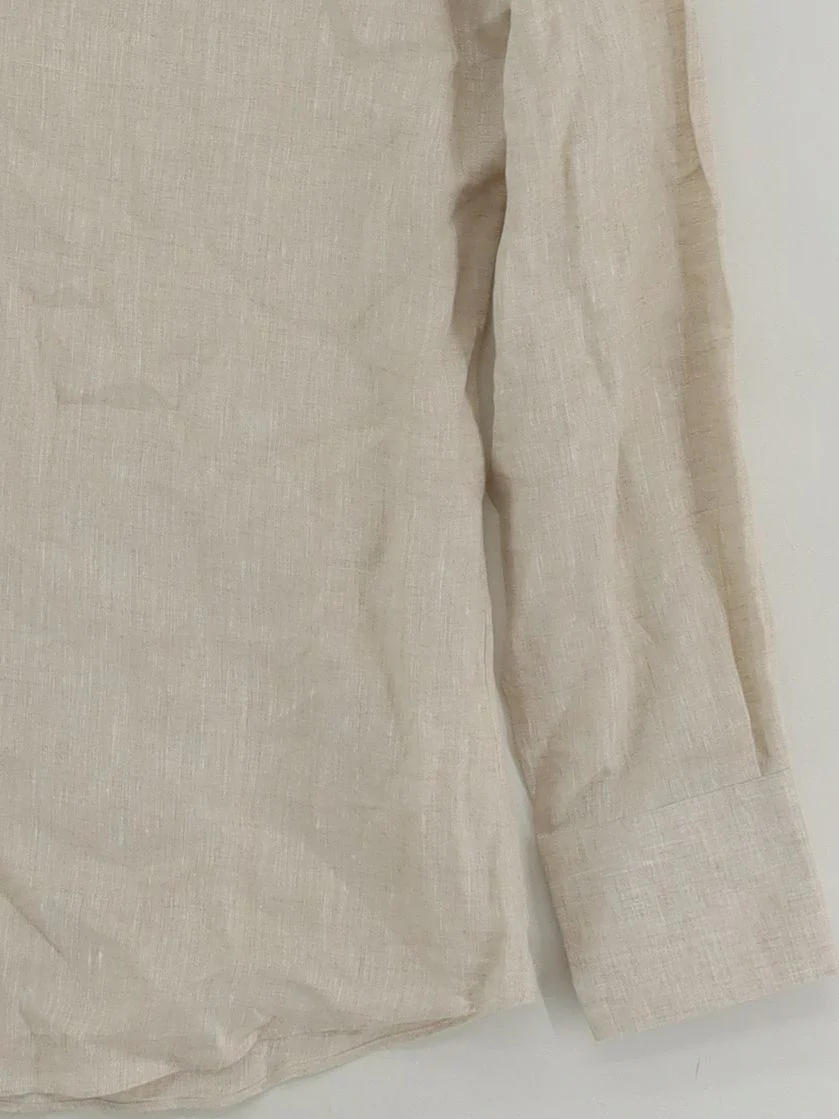 Suitsupply Men's Shirt L Cream 100% Linen Basic - Image 4