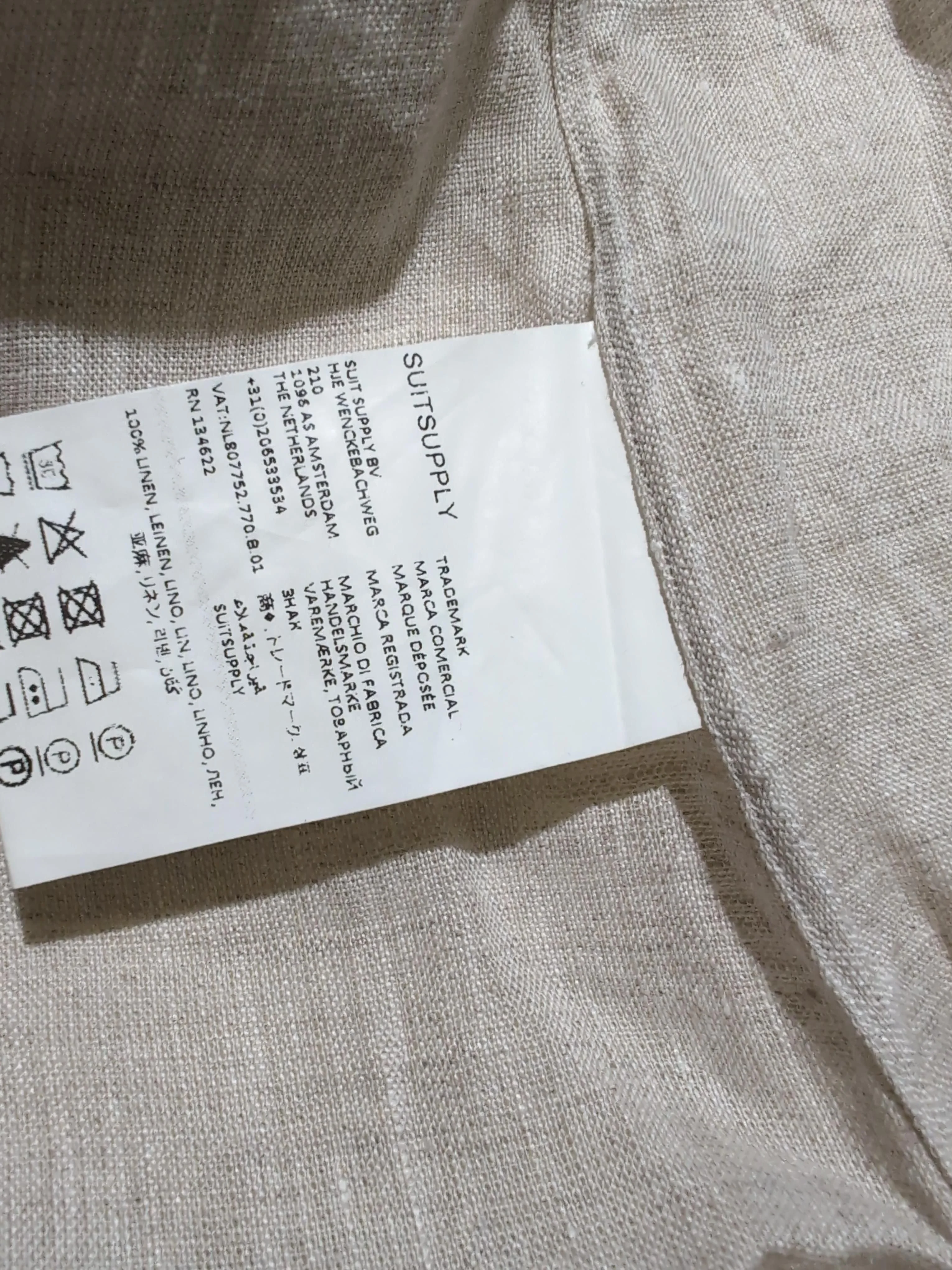 Suitsupply Men's Shirt L Cream 100% Linen Basic - Image 6