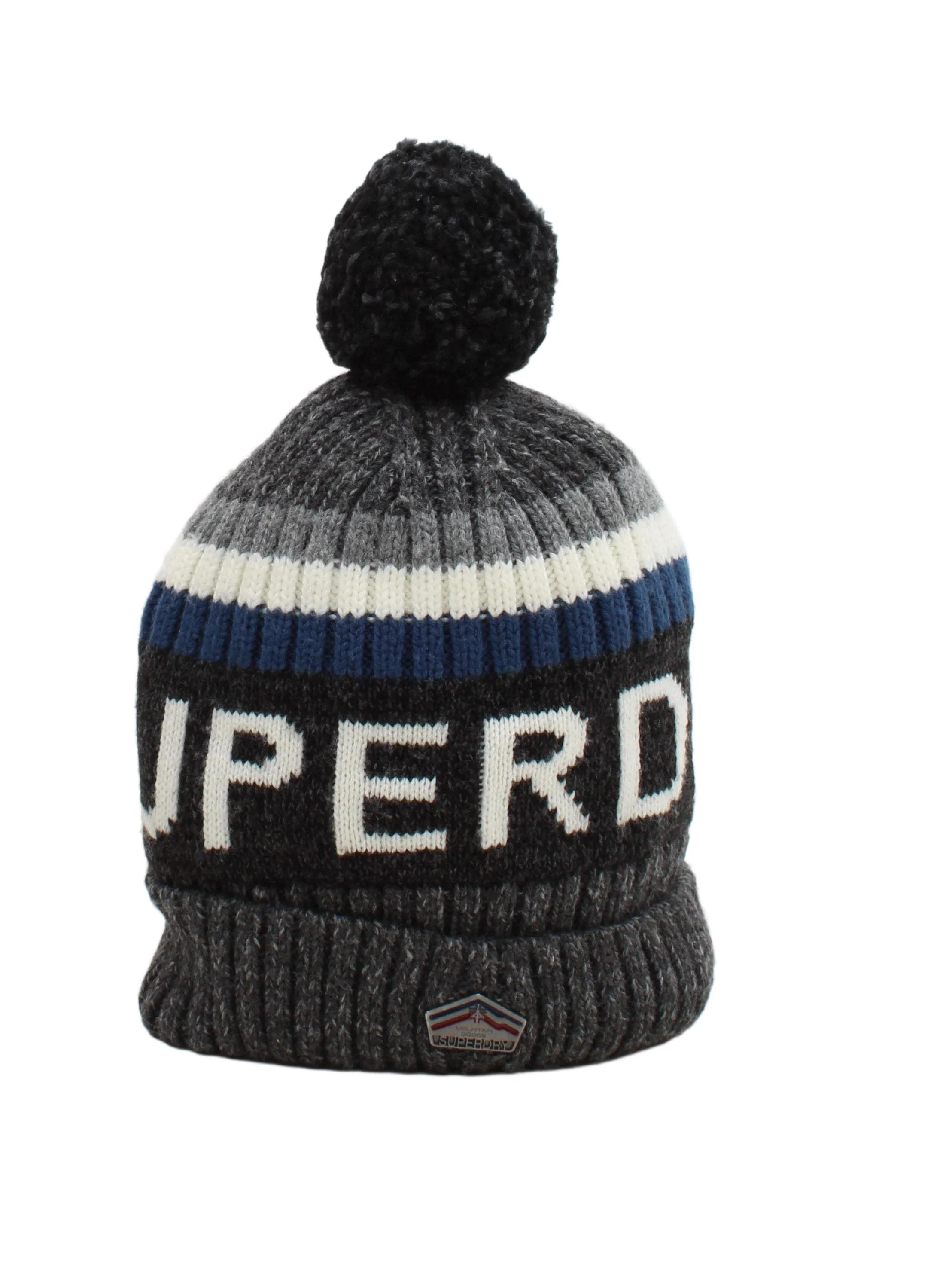 Superdry Men's Hat Grey Striped 100% Acrylic Beanie