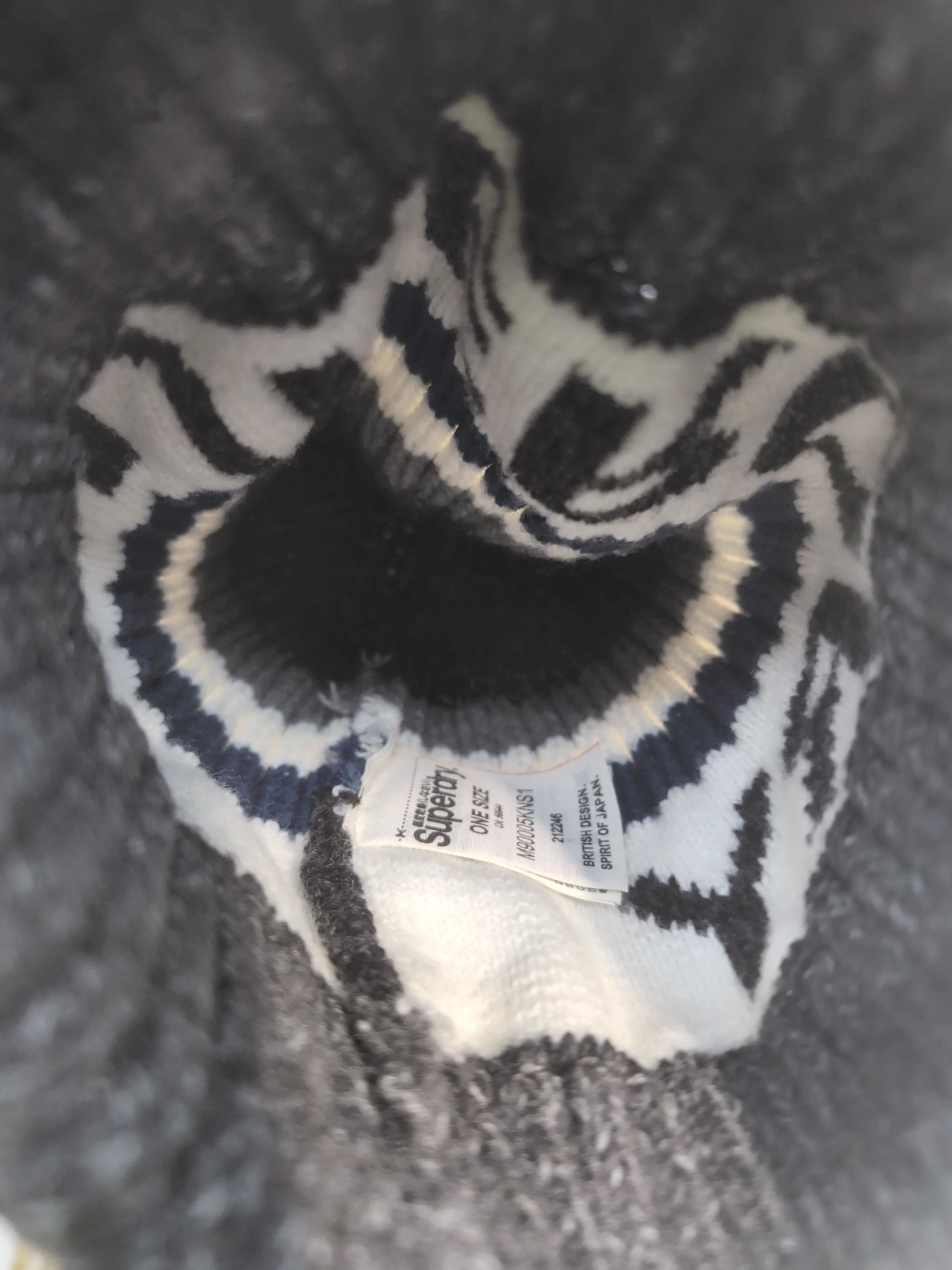 Superdry Men's Hat Grey Striped 100% Acrylic Beanie - Image 4