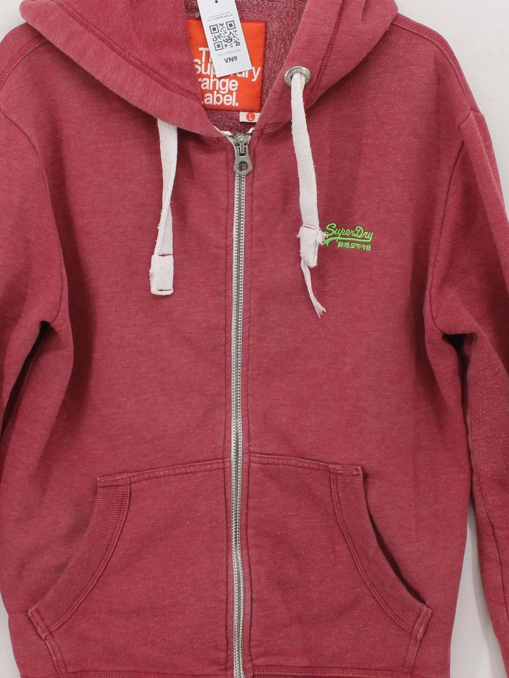 Superdry Men's Hoodie L Red Cotton with Polyester Pullover - Image 3