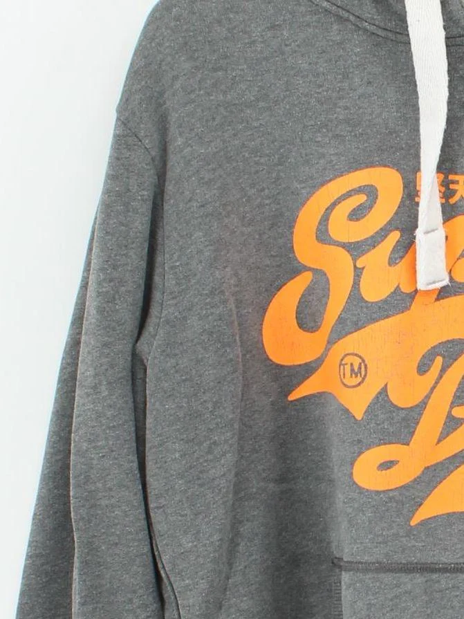 Superdry Men's Hoodie M Grey Graphic Cotton with Polyester Pullover - Image 4