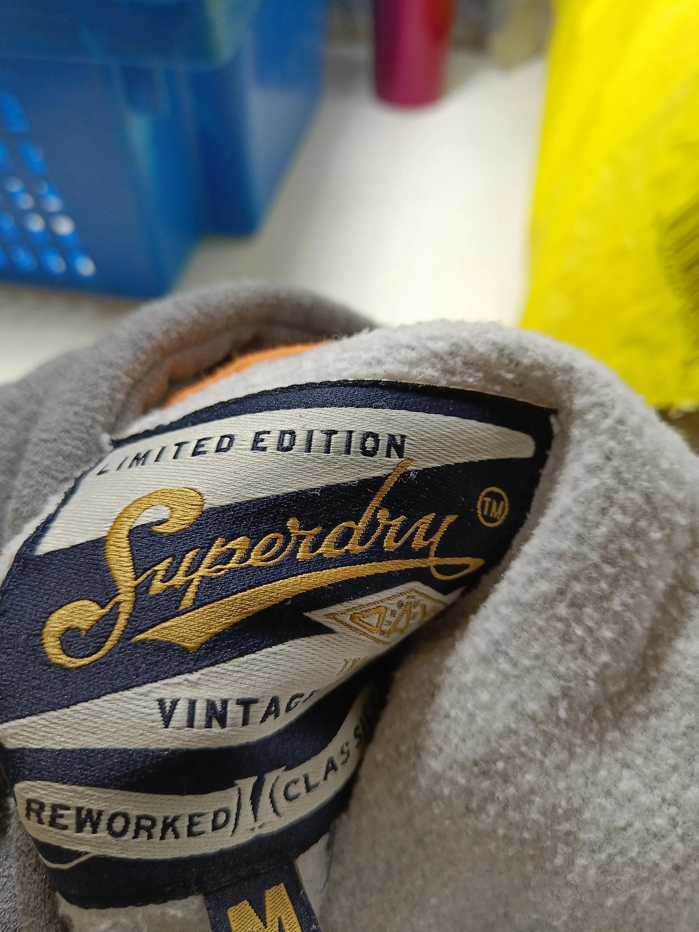 Superdry Men's Hoodie M Grey Graphic Cotton with Polyester Pullover - Image 5