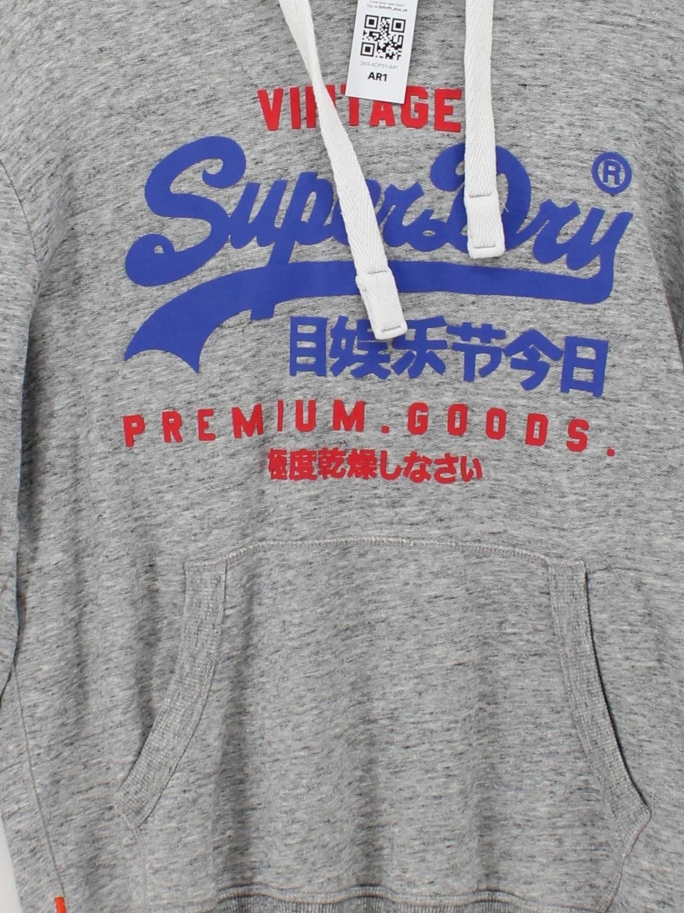 Superdry Men's Hoodie M Grey Graphic Cotton with Polyester Pullover - Image 3