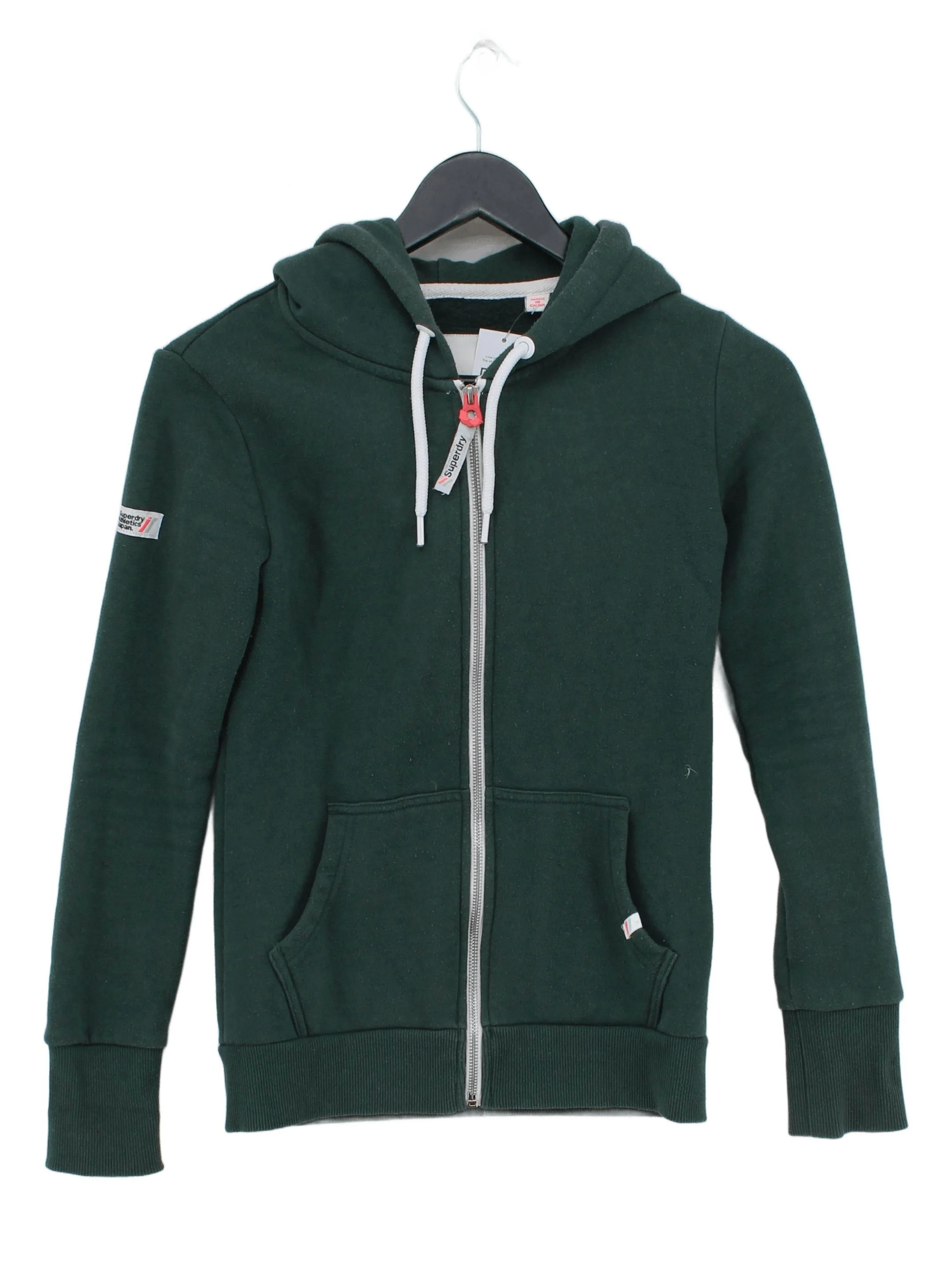 Superdry Men's Hoodie S Green Polyester with Cotton Pullover