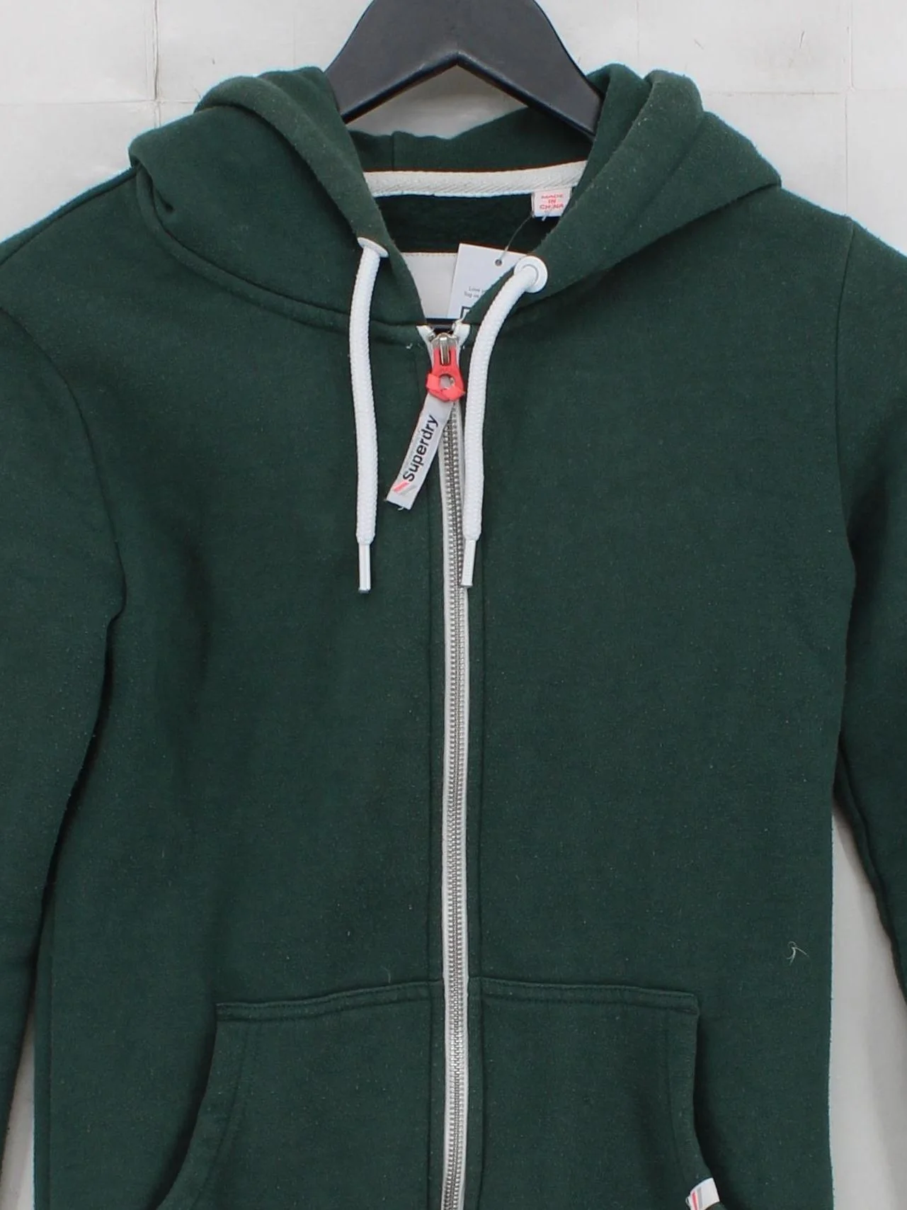 Superdry Men's Hoodie S Green Polyester with Cotton Pullover - Image 3