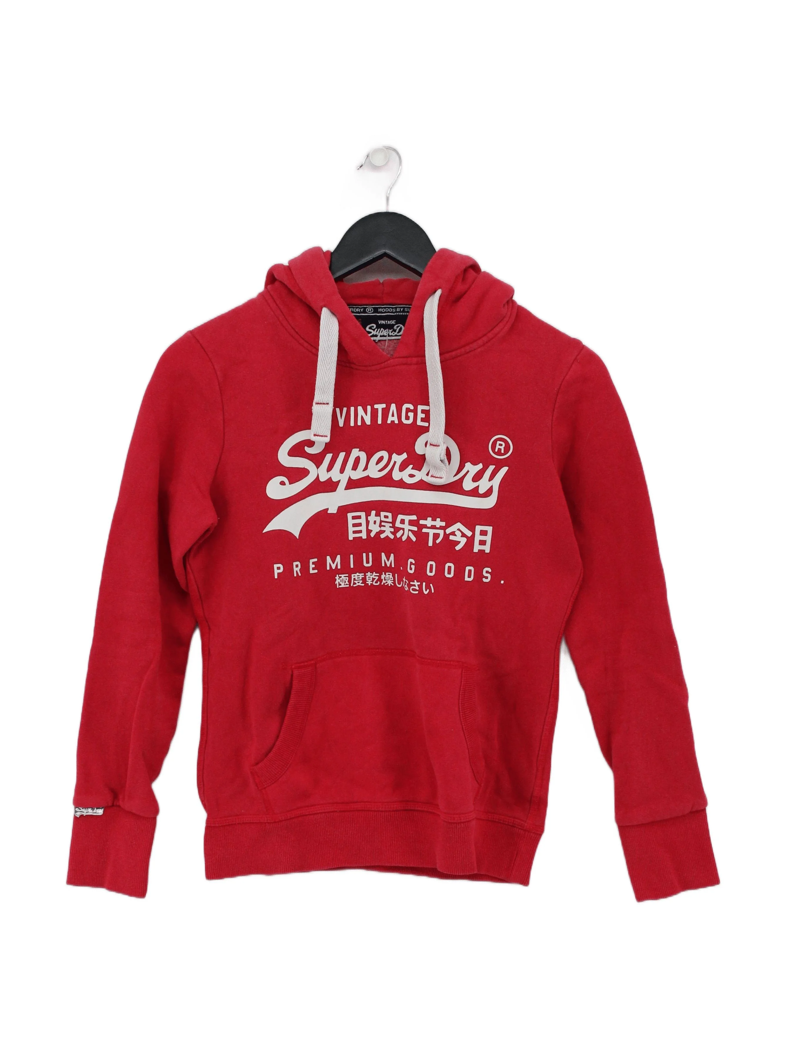 Superdry Men's Hoodie S Red Graphic Cotton with Polyester Pullover
