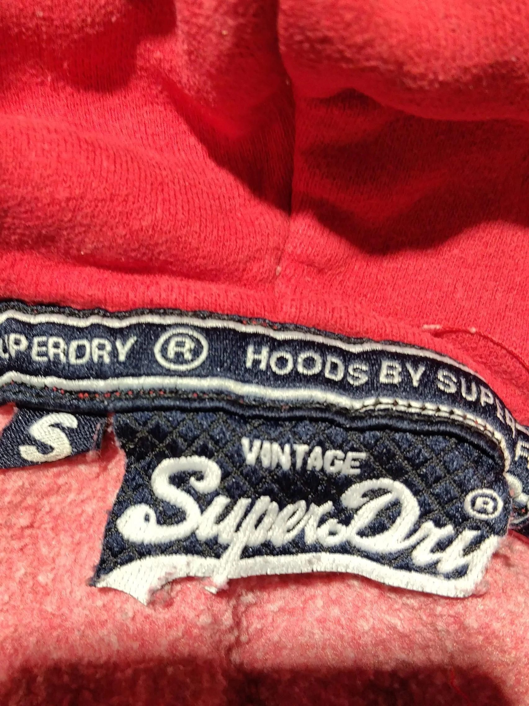 Superdry Men's Hoodie S Red Graphic Cotton with Polyester Pullover - Image 6