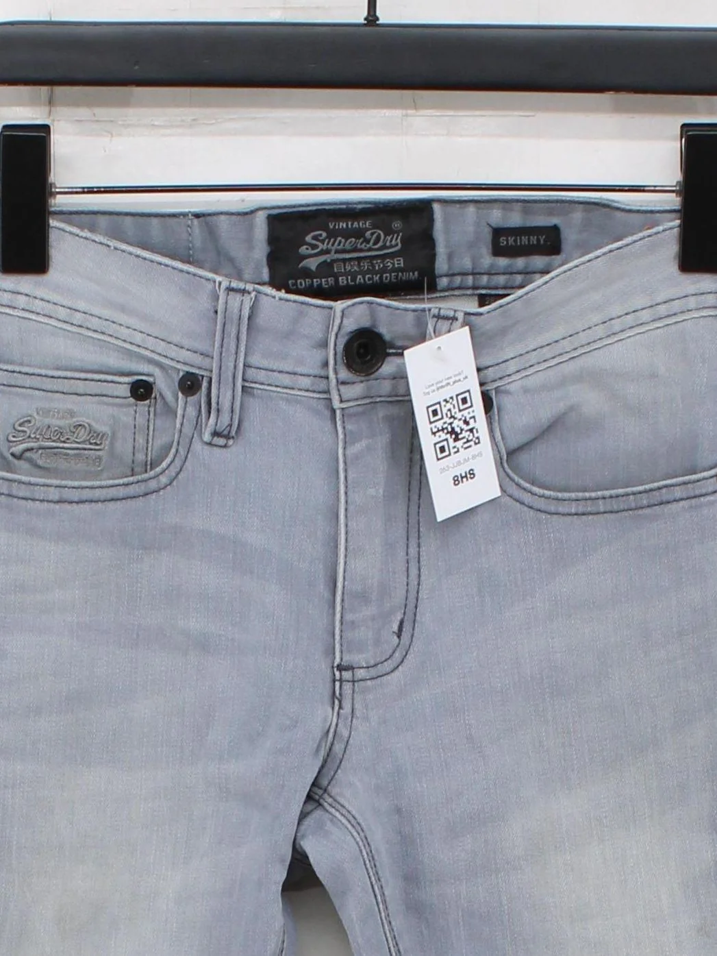 Superdry Men's Jeans W 28 in; L 32 in Grey Cotton with Elastane Skinny - Image 3
