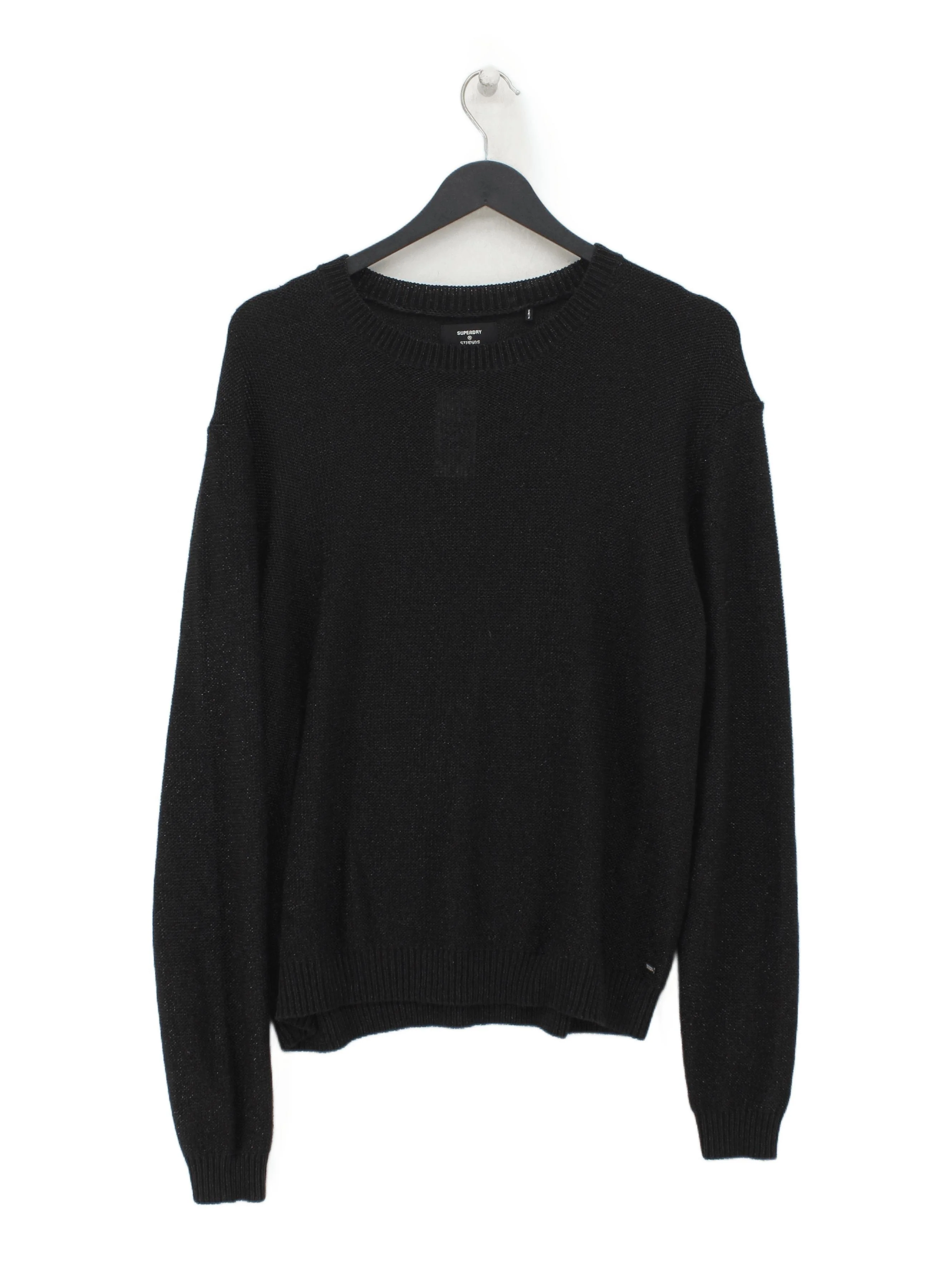 Superdry Men's Jumper L Black Polyester with Cotton, Acrylic Crew Neck Pullover