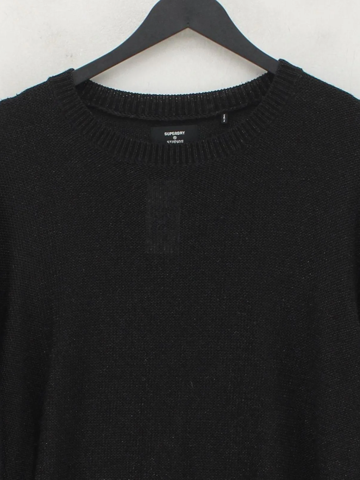 Superdry Men's Jumper L Black Polyester with Cotton, Acrylic Crew Neck Pullover - Image 3