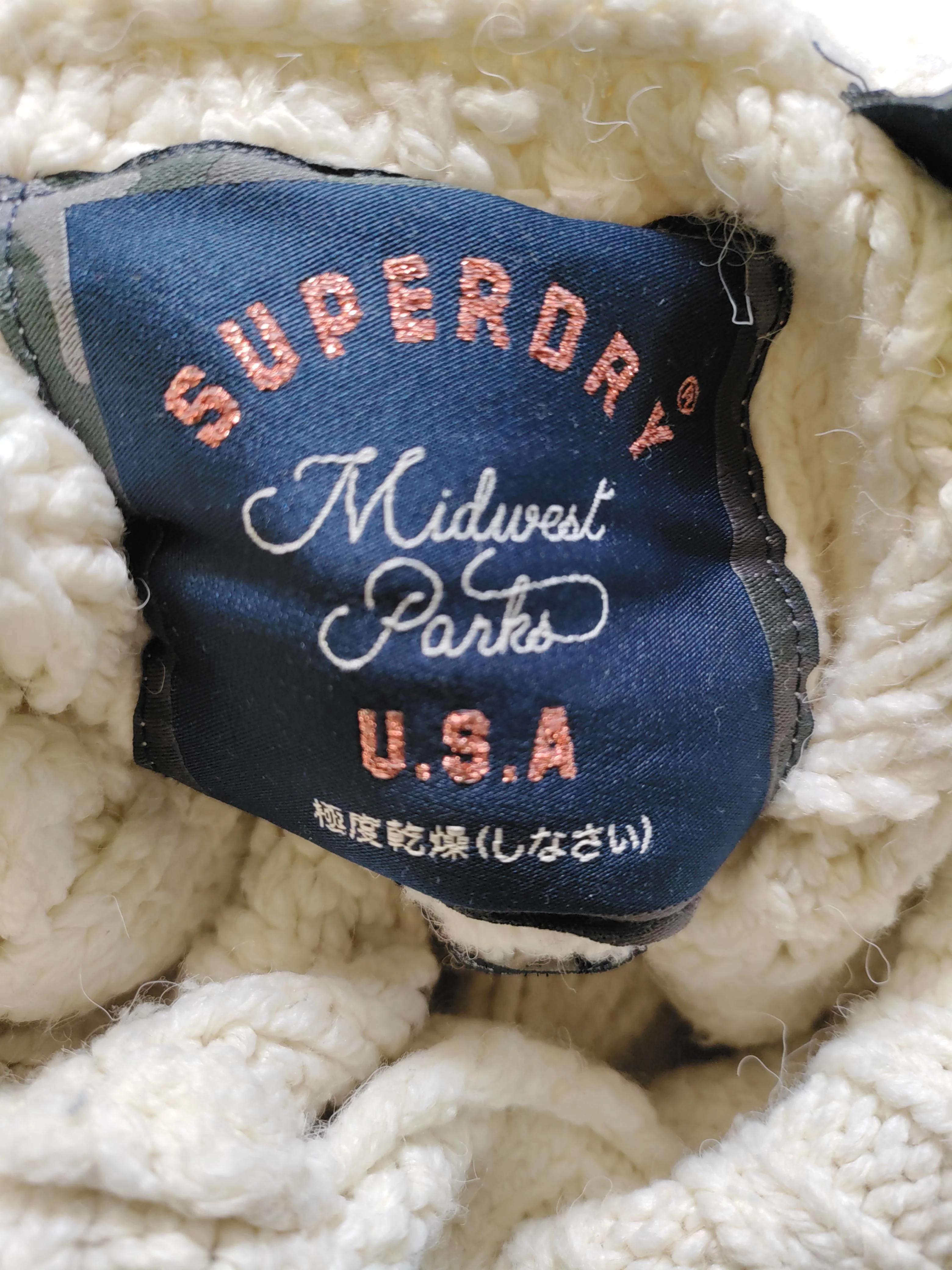 Superdry Men's Jumper L Cream Acrylic with Polyamide, Polyester Pullover - Image 7