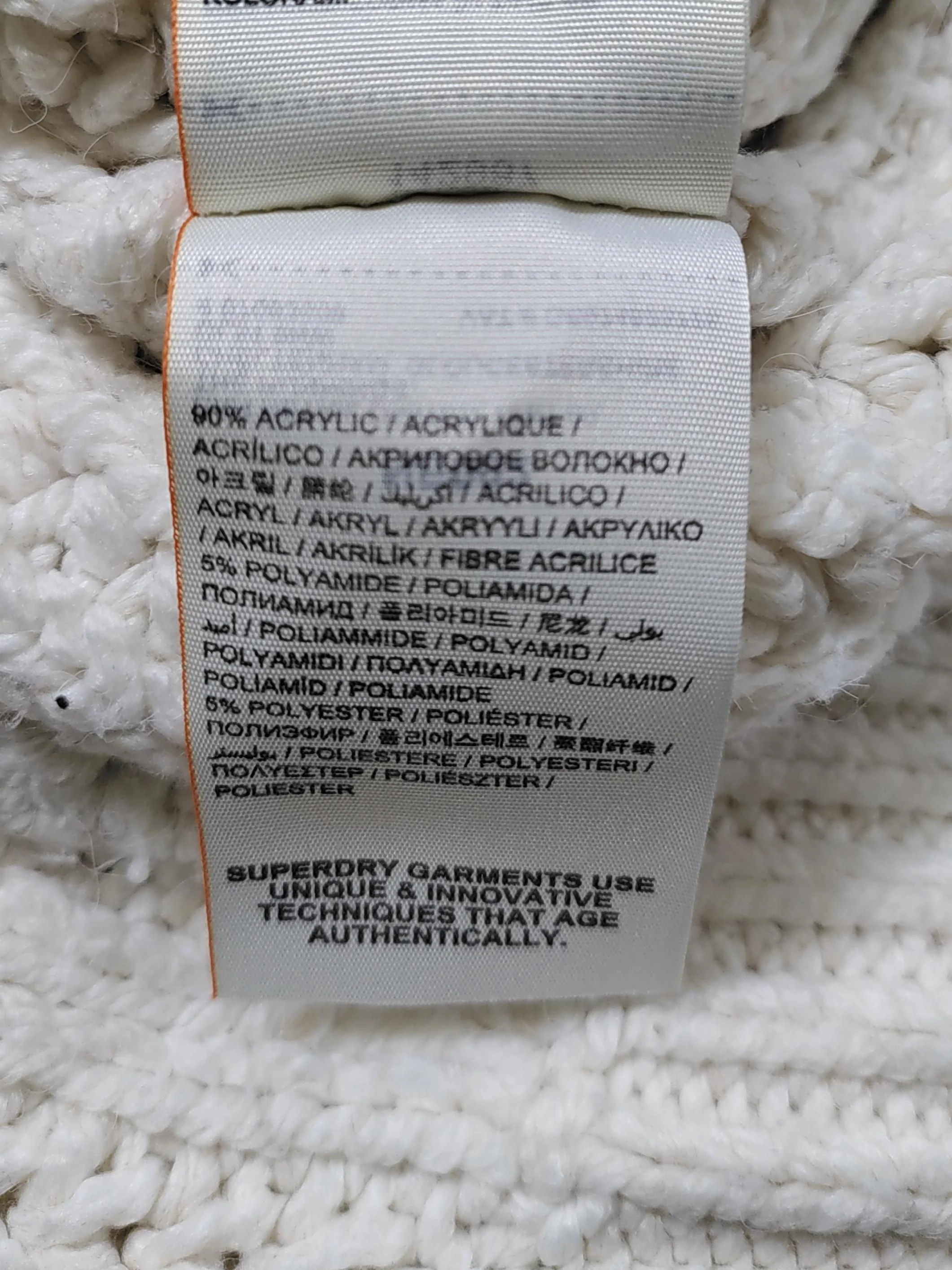Superdry Men's Jumper L Cream Acrylic with Polyamide, Polyester Pullover - Image 8