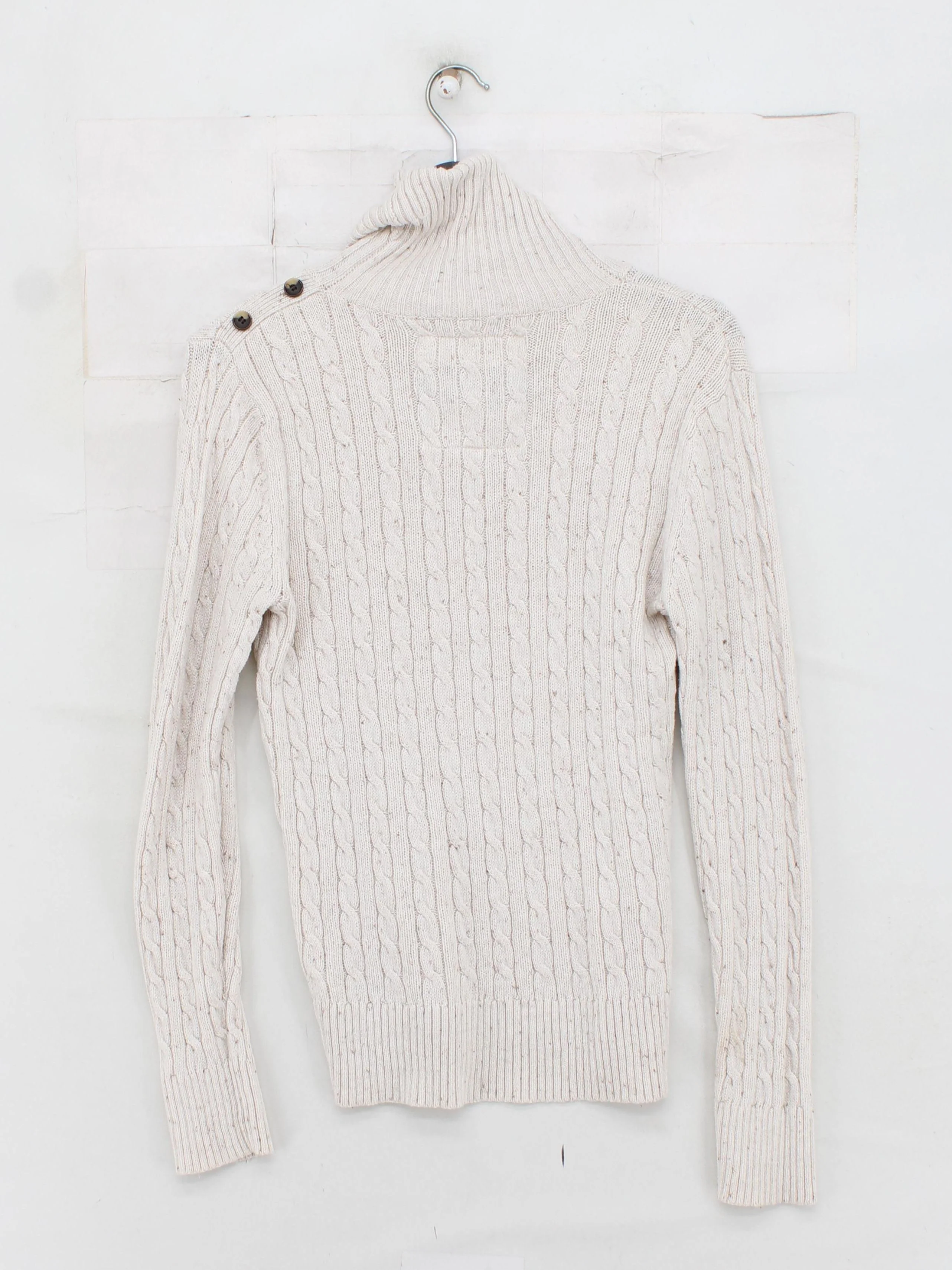 Superdry Men's Jumper L Cream Cotton with Acrylic, Polyester Roll Neck Pullover - Image 2