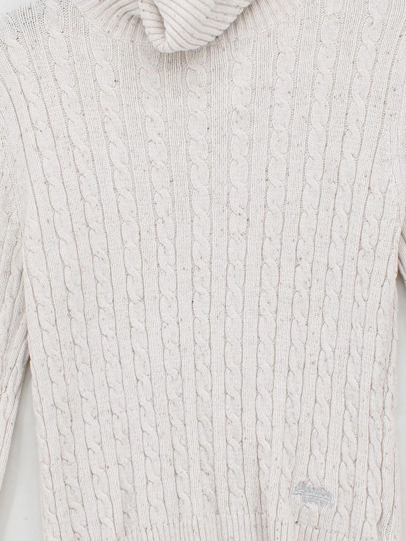 Superdry Men's Jumper L Cream Cotton with Acrylic, Polyester Roll Neck Pullover - Image 3