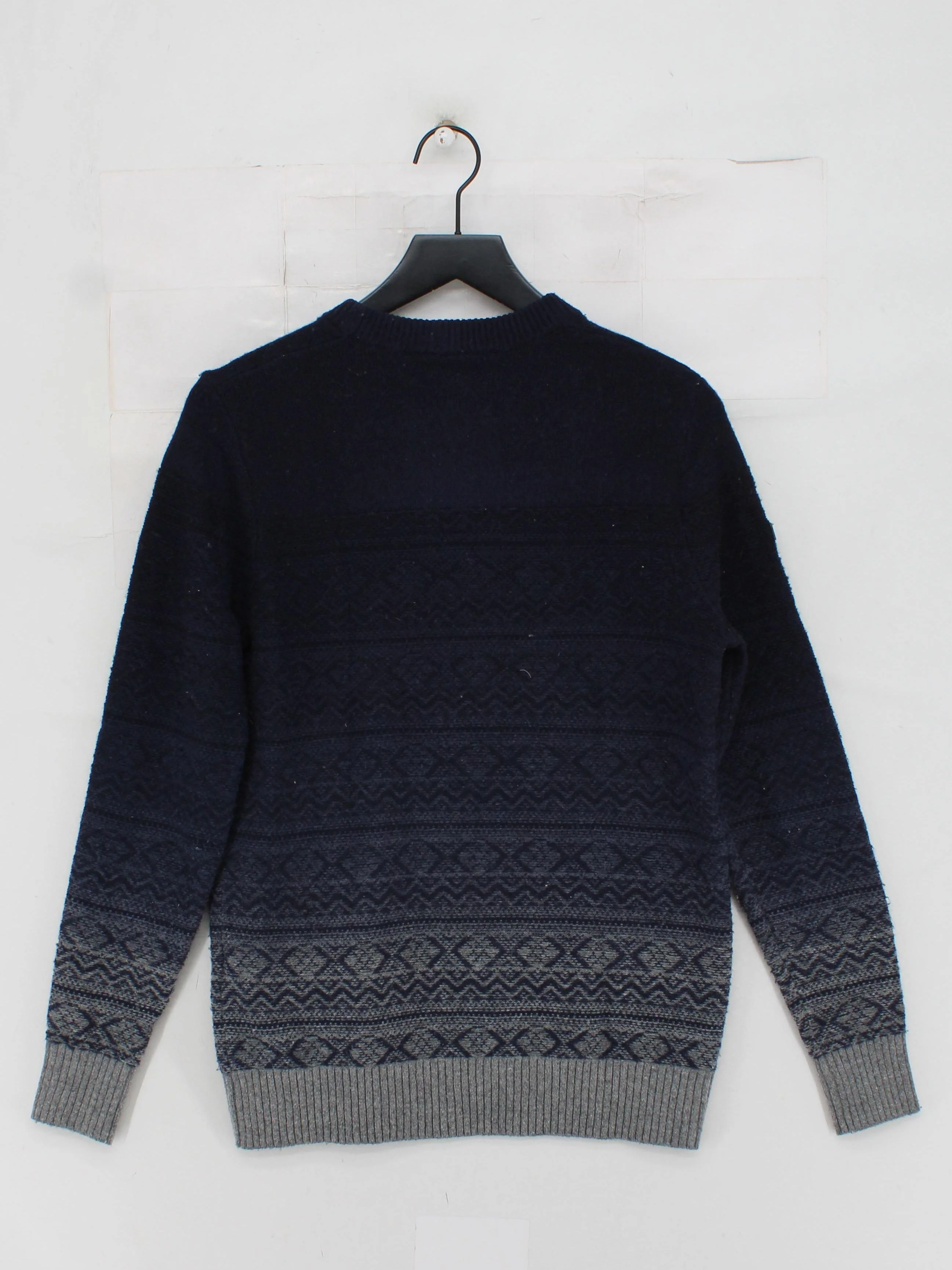Superdry Men's Jumper M Blue Geometric Wool with Nylon Crew Neck Pullover - Image 2